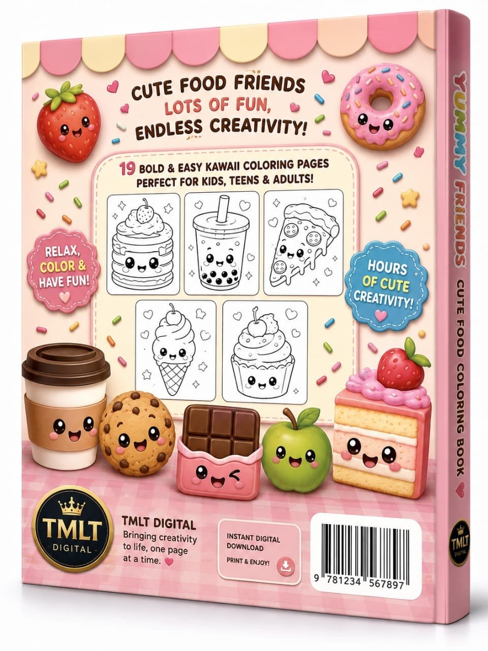 🍩 Yummy Friends: 19 Cute & Kawaii Food Coloring Pages product image (2)