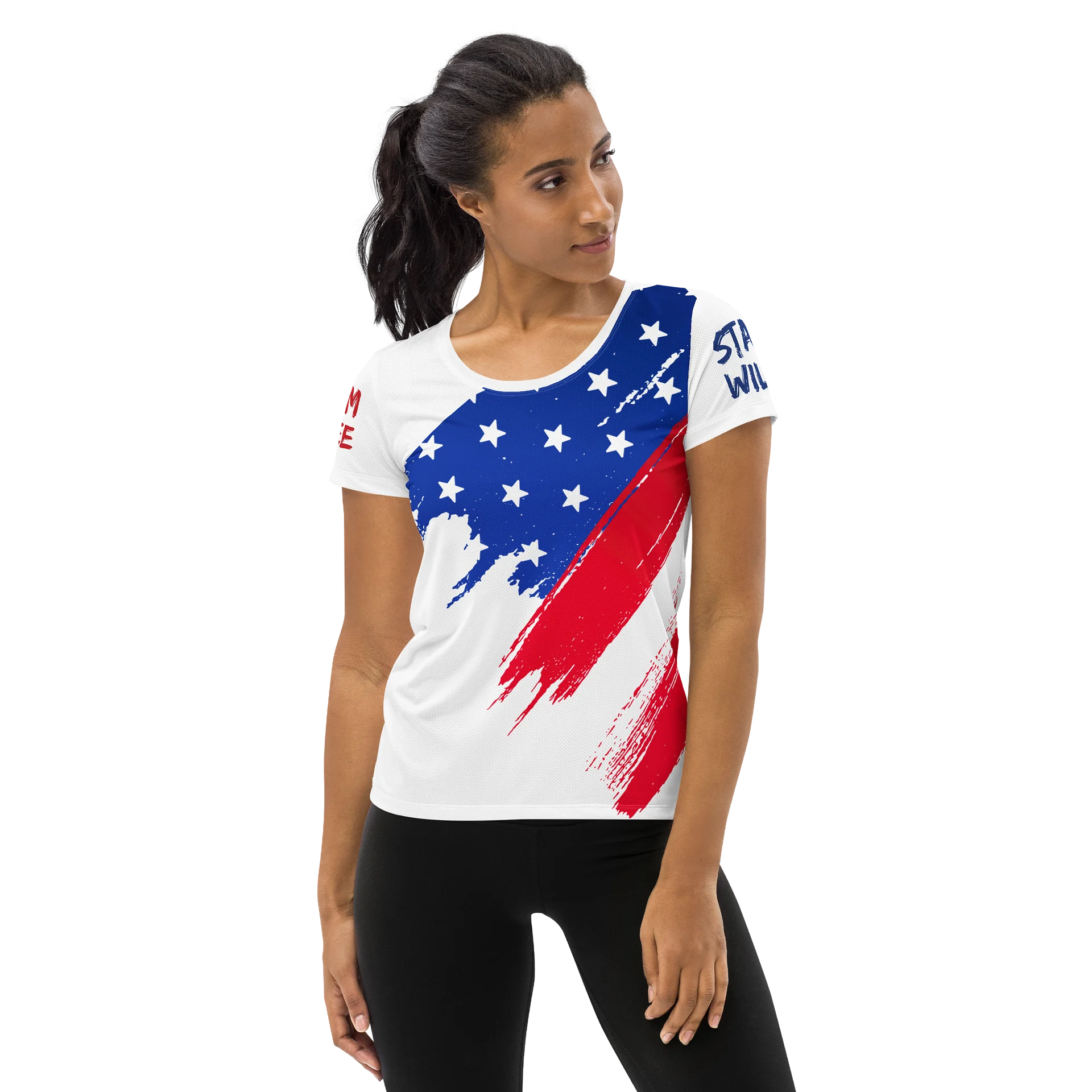 Roam Free • Stay Wild – Patriotic Women’s Flag Adventure Shirt product image (3)