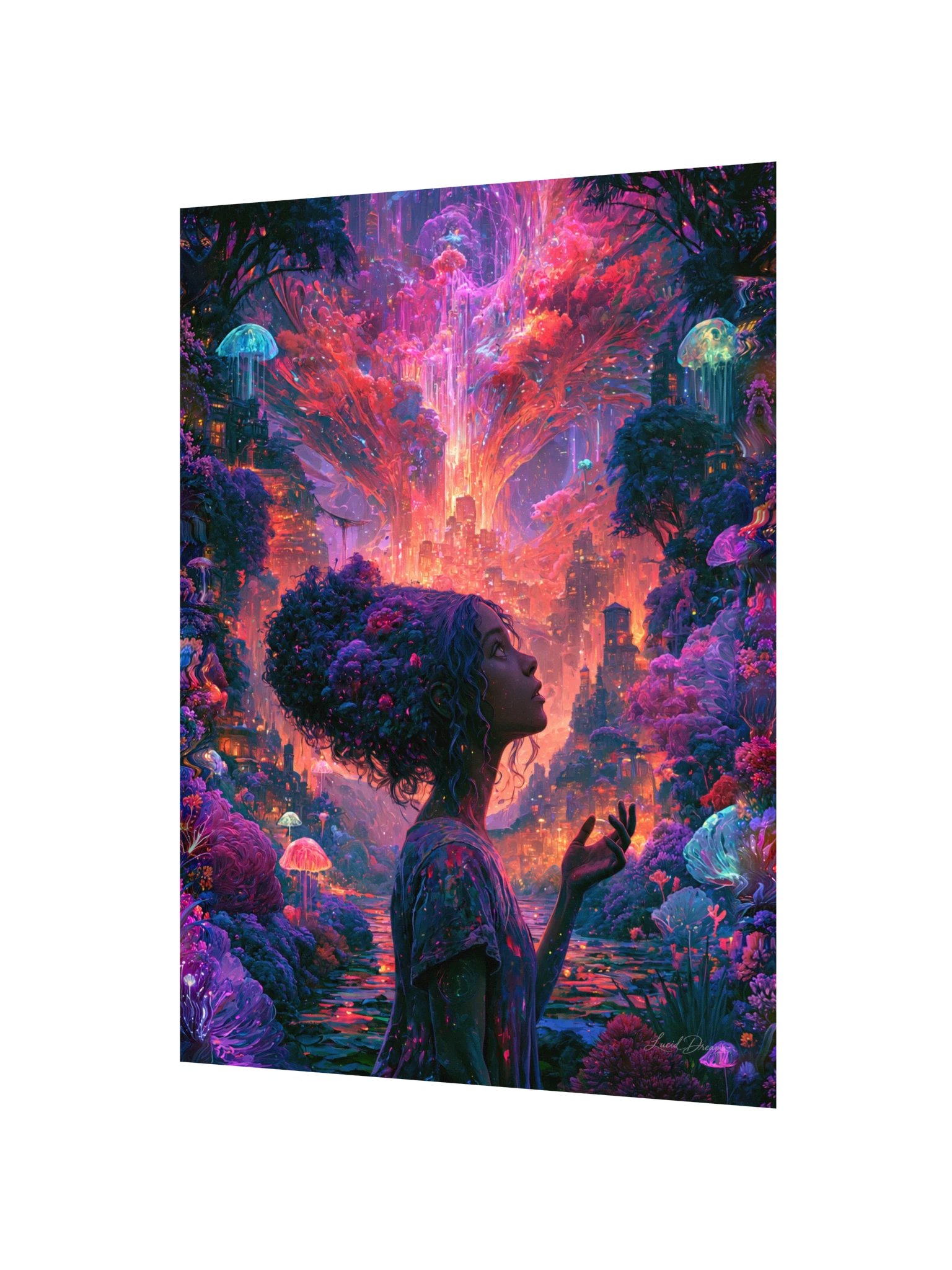 Fantasy City Portrait Art Print — She Dreamed a City of Light product image (2)