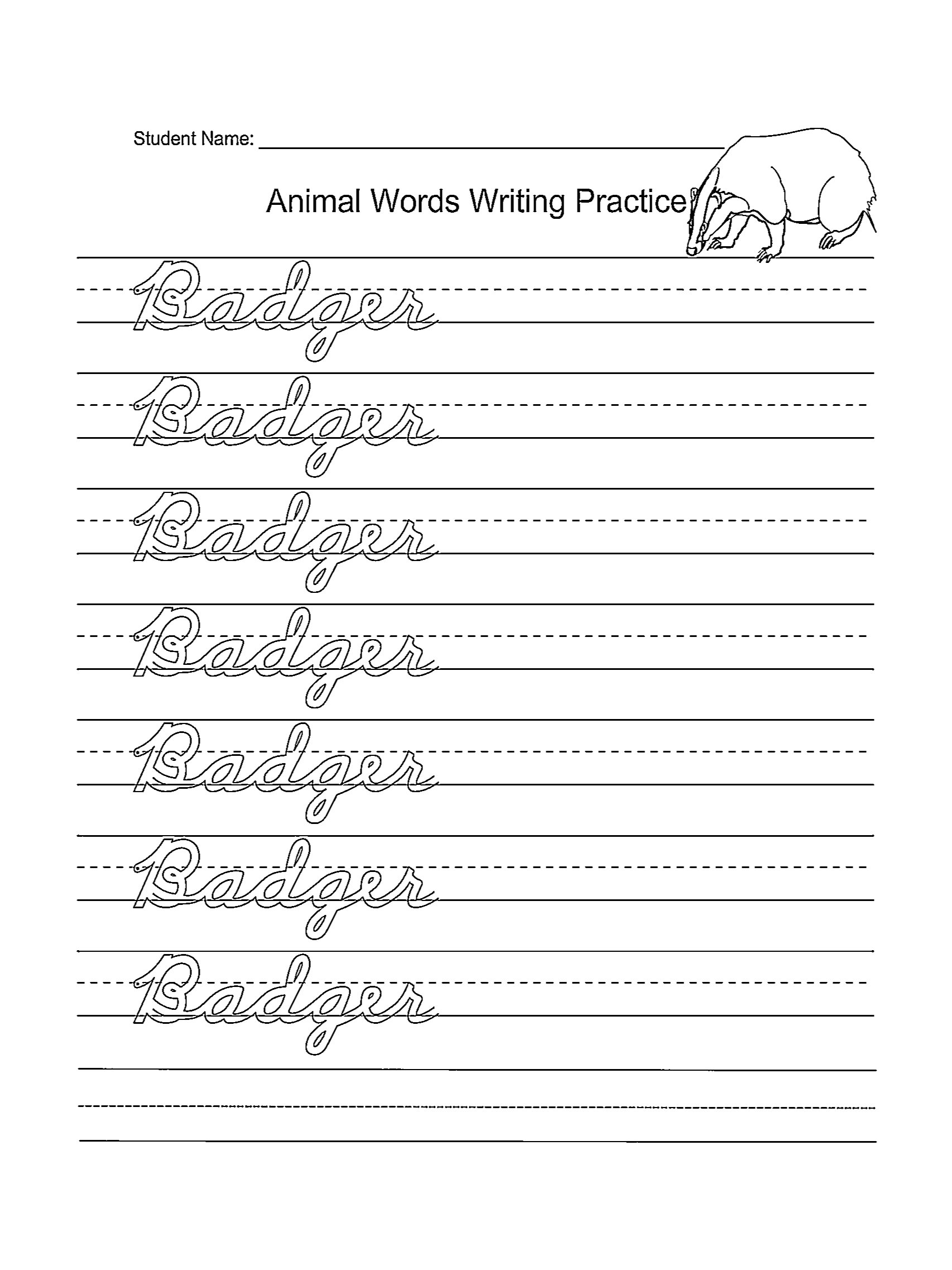Cursive Writing Practice with Animal Names product image (3)