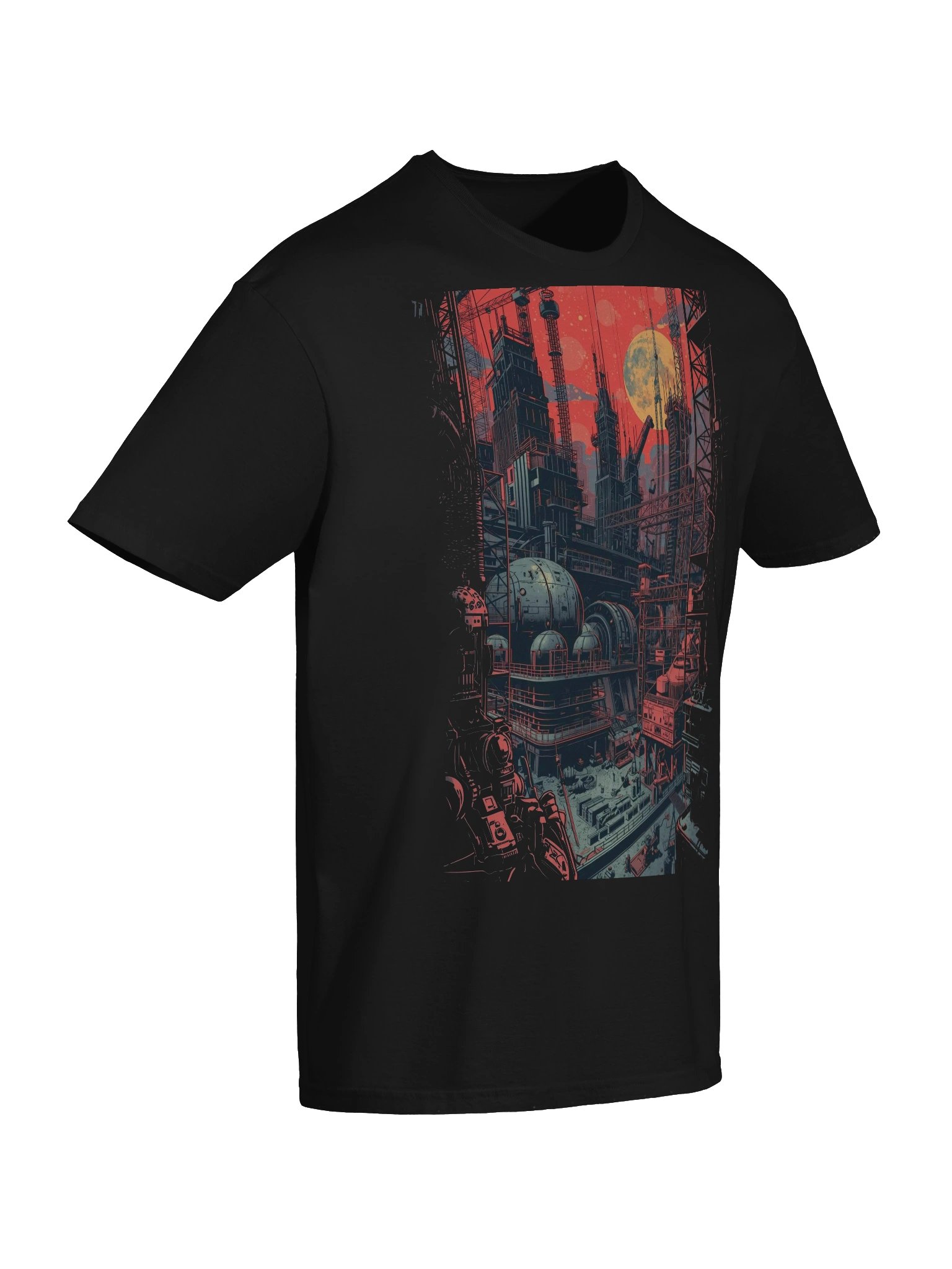 Retro Sci‑Fi Industrial Cityscape T-Shirt product image (2)