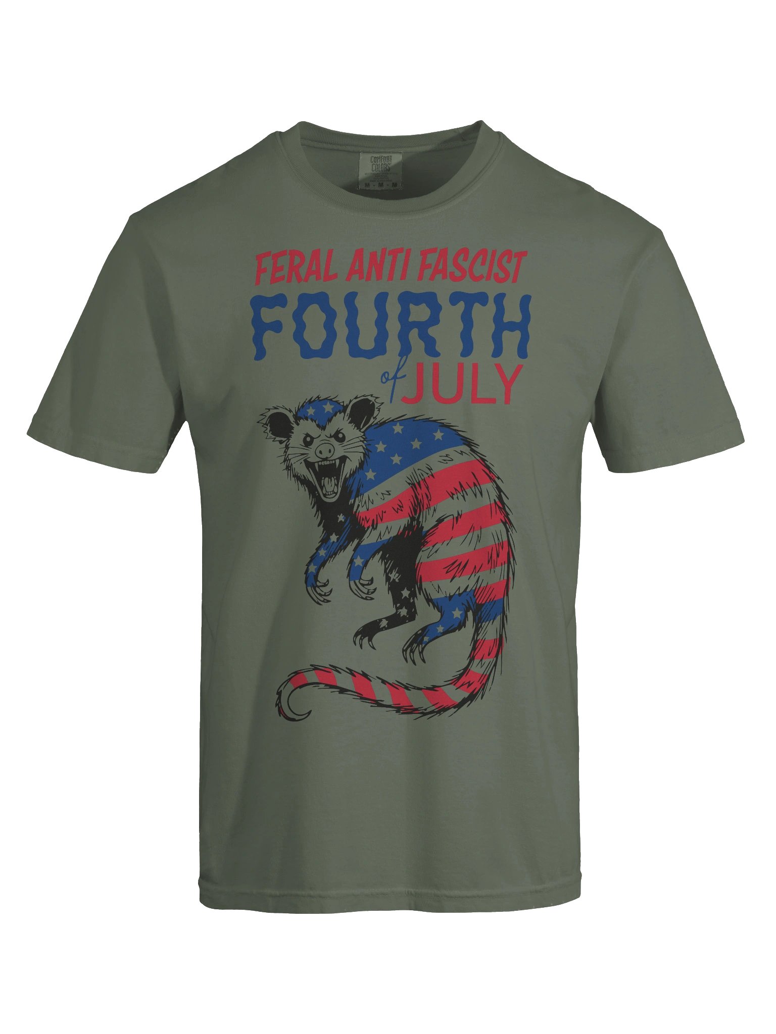 Feral Opossum Anti Fascist Fourth Of July T Shirt product image (73)