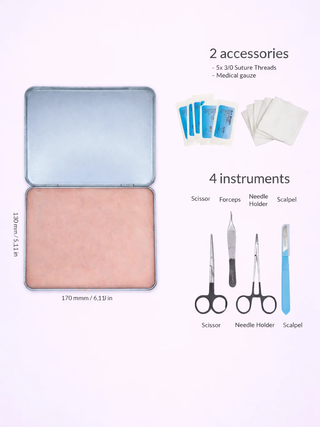 Hyperrealistic Suture Pad (that even bleeds) + Tools & Sutures product image (1)