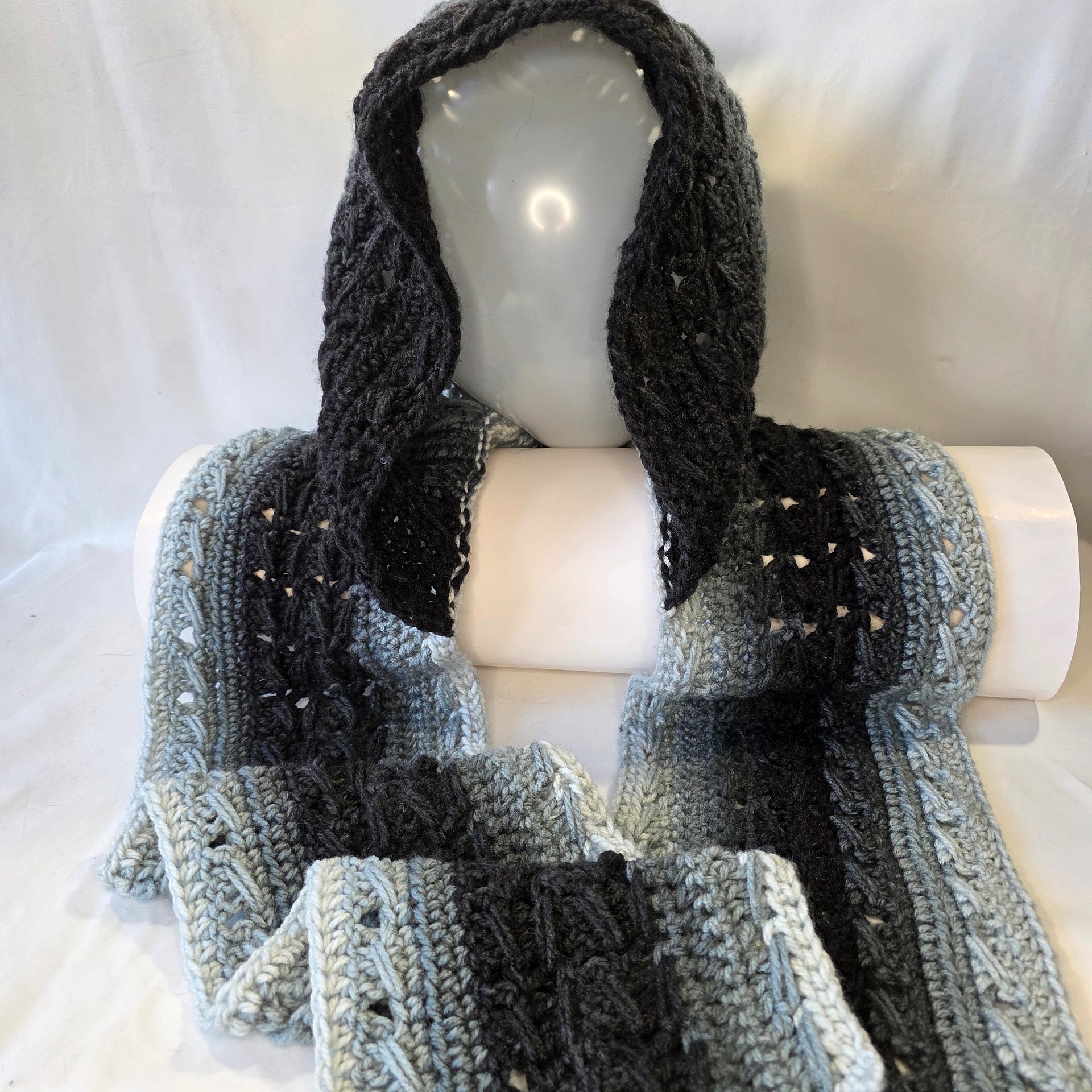 Crochet Hooded Scarf: Long Winter Scarf with attached Hood product image (3)