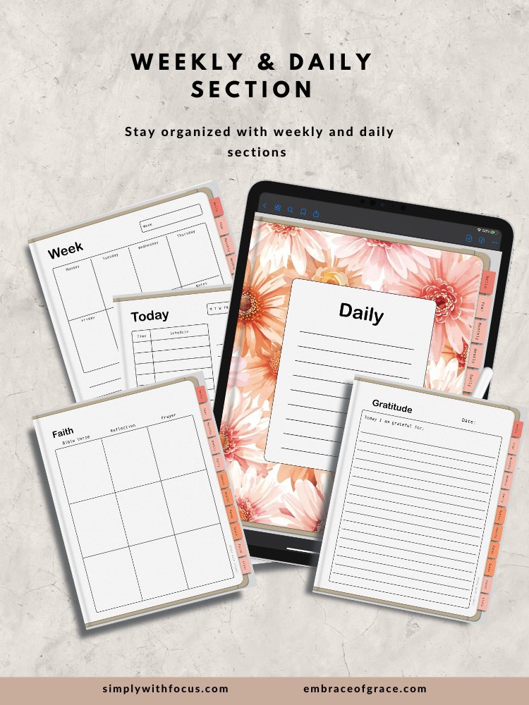 Faith‑Inspired Digital Planner for Everyday Organization (Pink Floral Edition) product image (6)