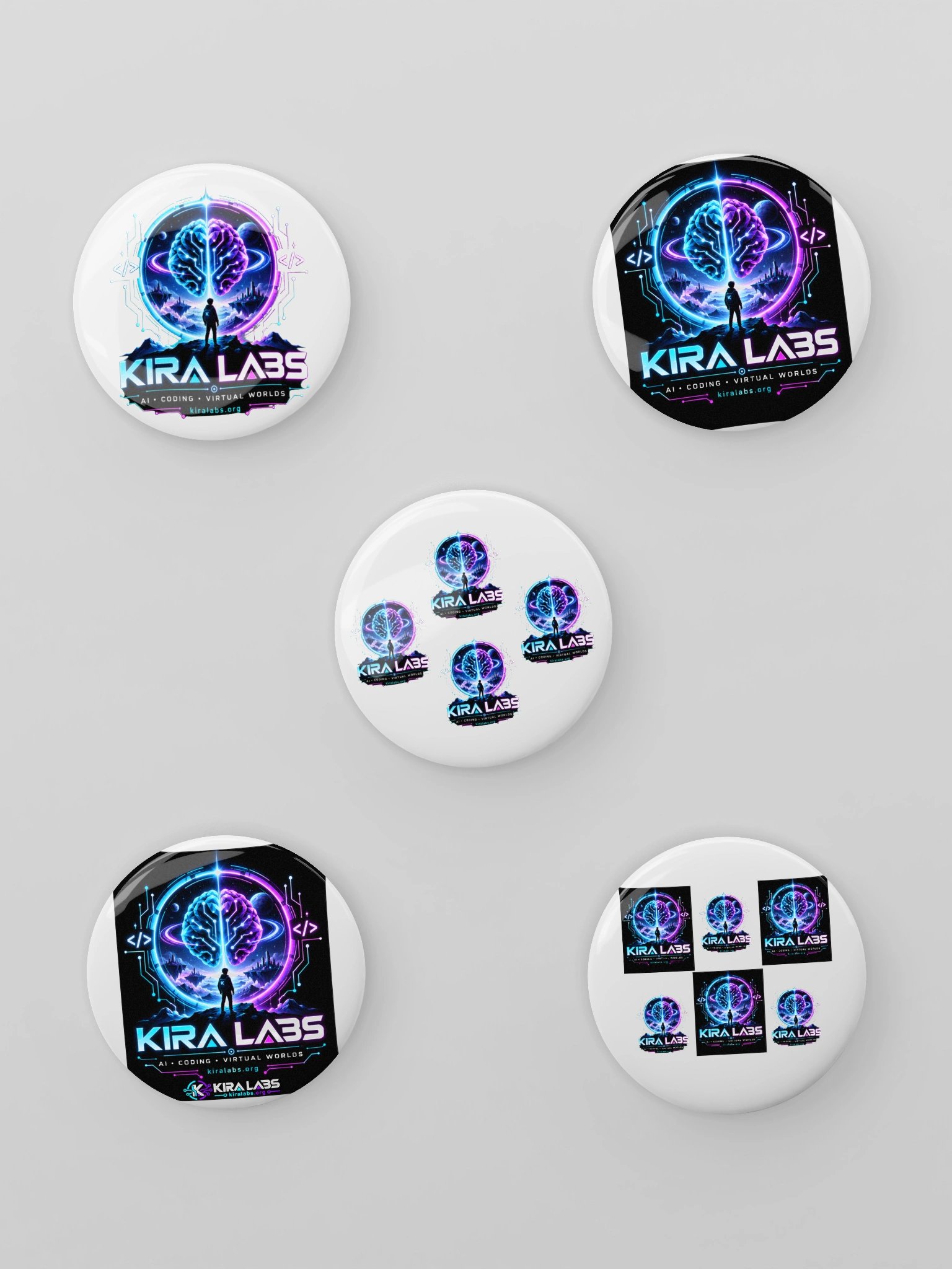 Kira Labs AI Coding Virtual Worlds Button Pin Set product image (1)