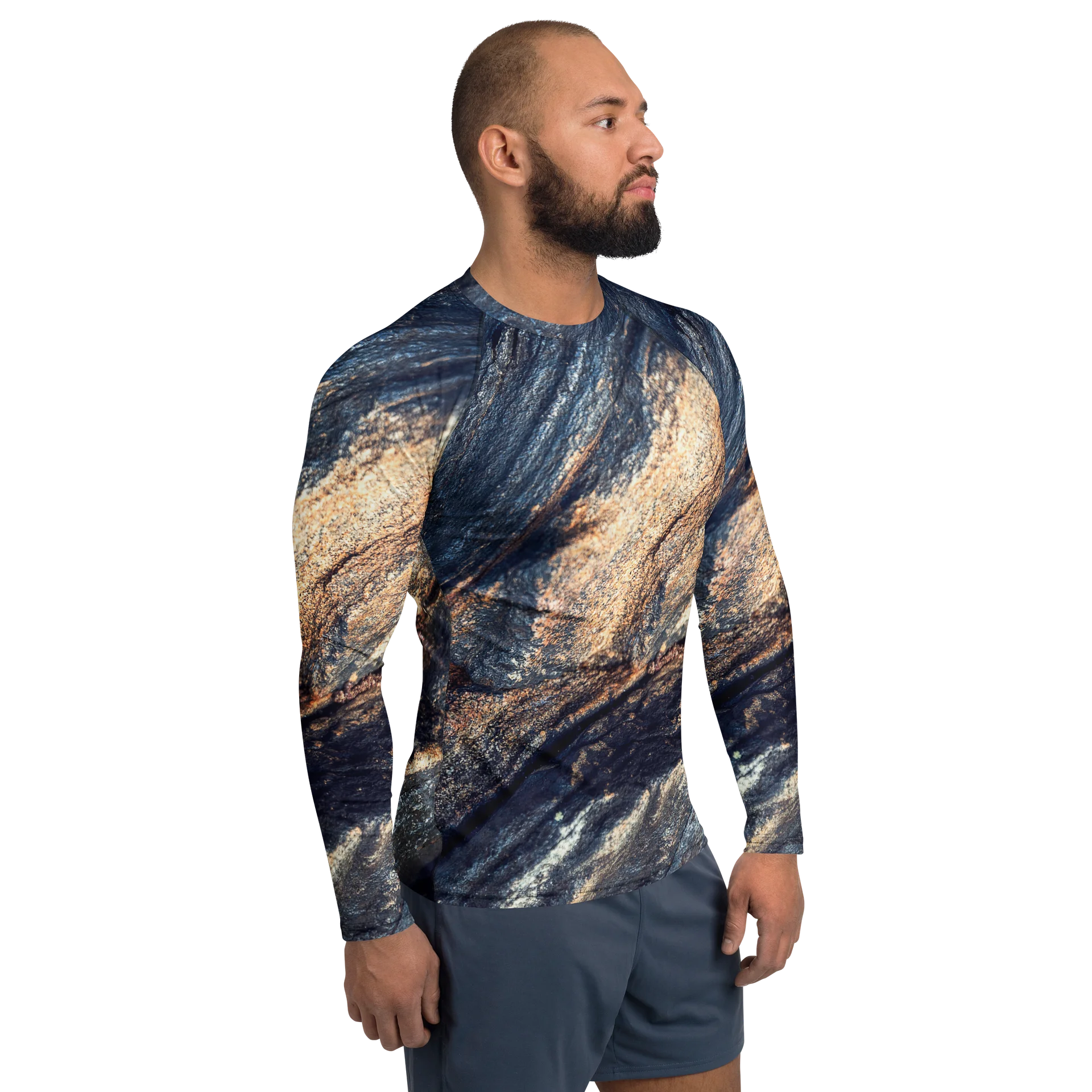 Obsidian Vein All-Over Print Men's Dark Mineral Long Sleeve Rash Guard product image (4)