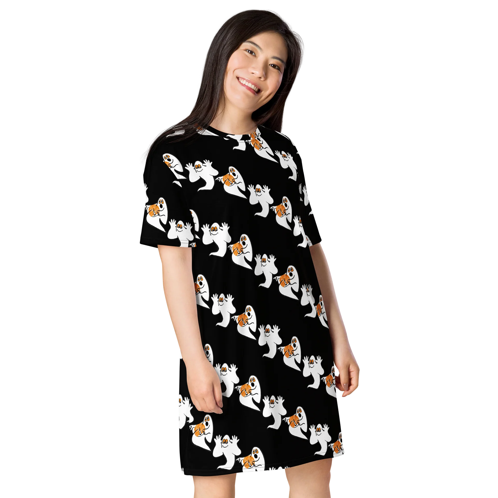 Spooky Ghost Print T-Shirt Dress product image (4)
