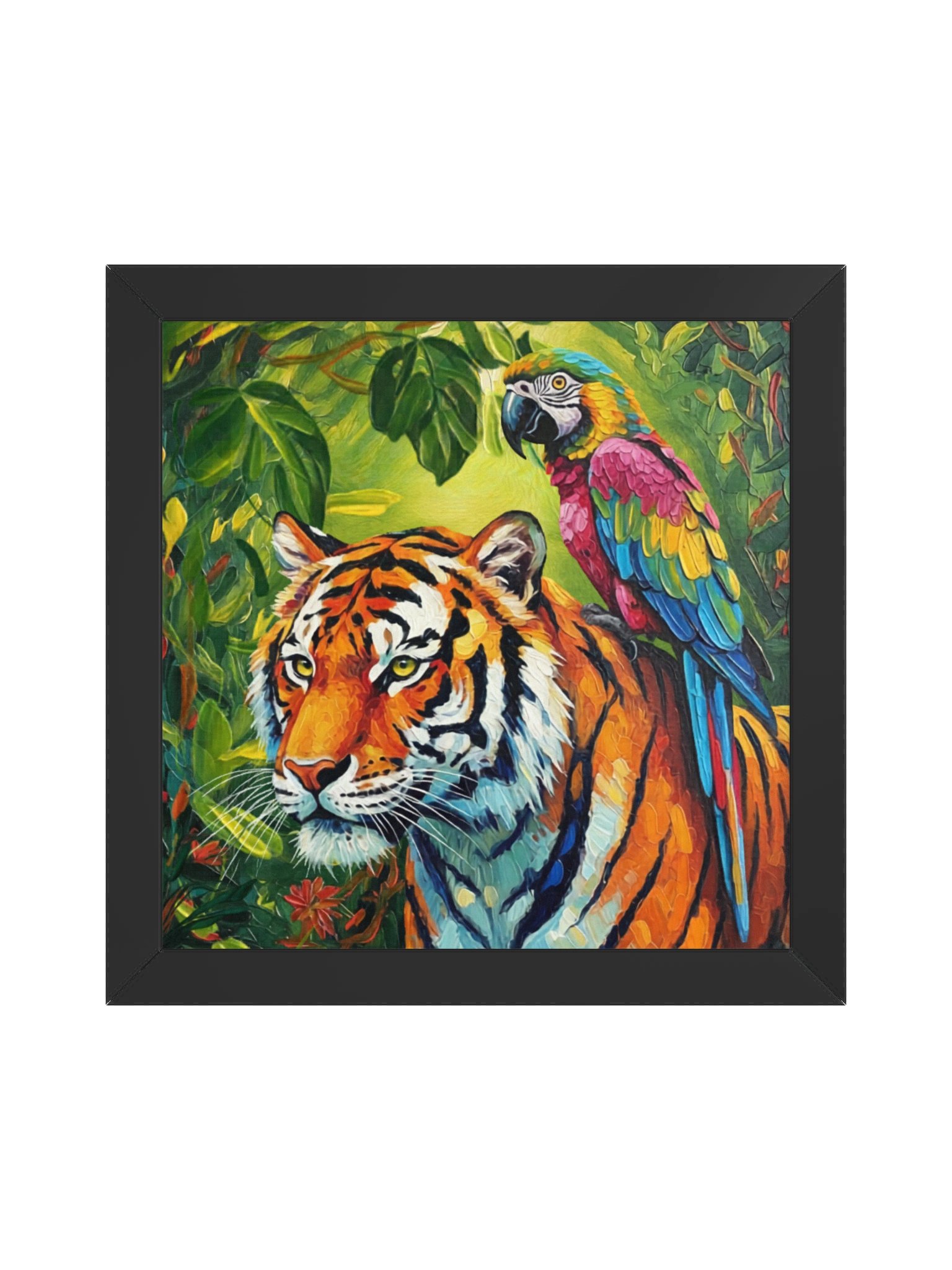Tropical Tiger and Parrot Wall Art, Colorful Jungle Print product image (2)