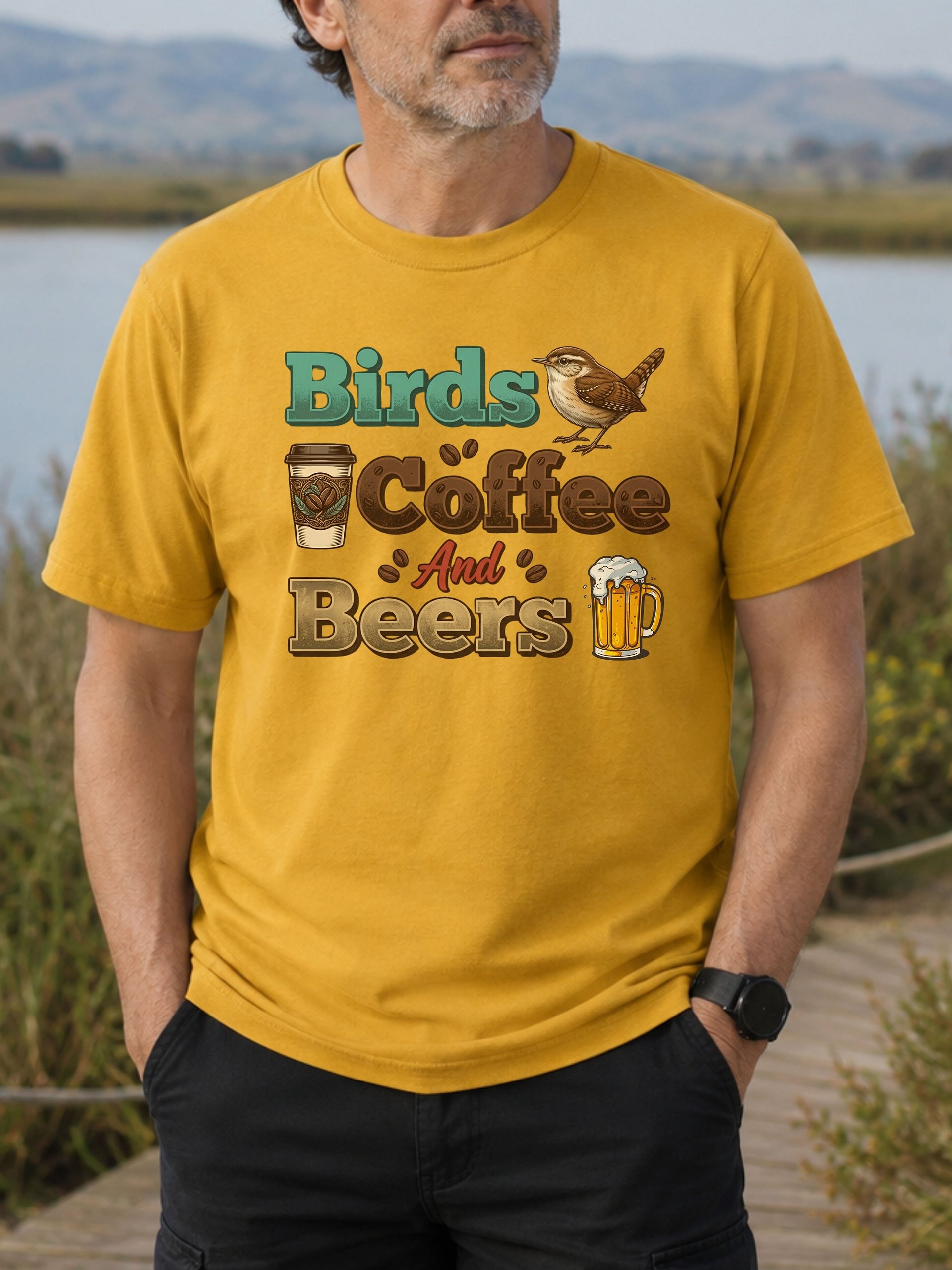 Birds Coffee And Beers T-Shirt – Funny Birdwatching Graphic Tee & Birder Gift product image (8)