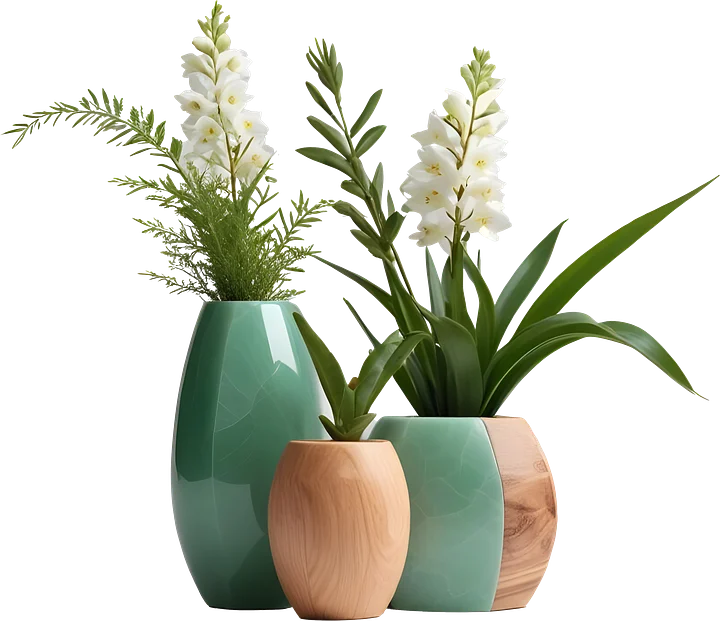 Jade Signature – Trio of Jade and Wood Vases png product image (1)