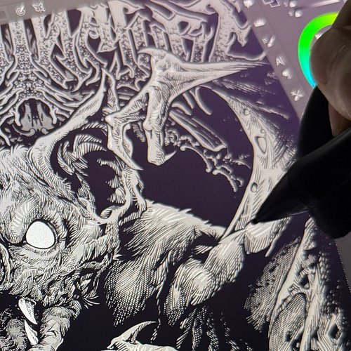 Sneak peak of @johndeearts drawing our first featured animal design. 🦇