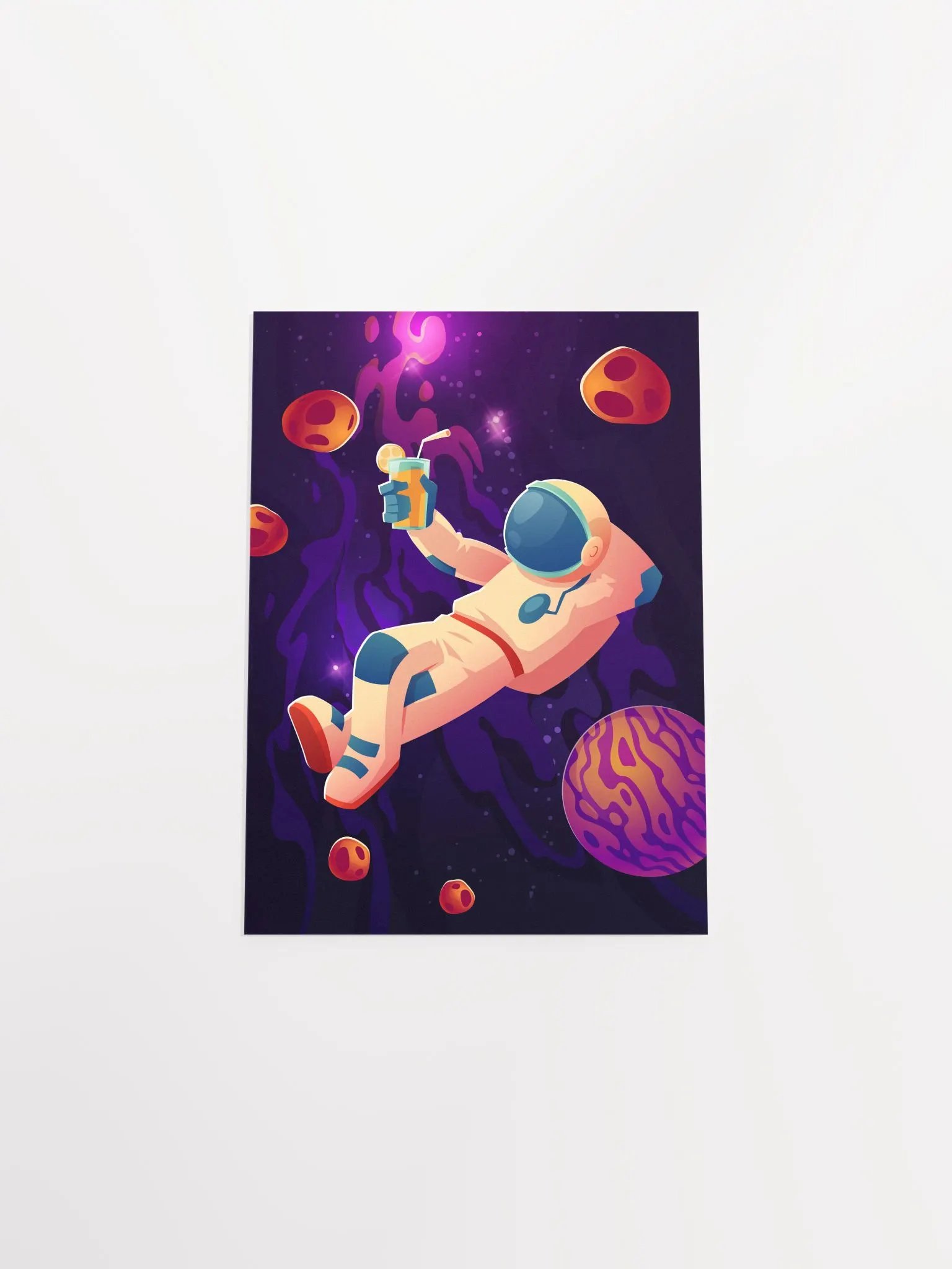Relaxing astronaut with cocktail — space poster, synthwave space, neon space, aesthetic poster product image (9)