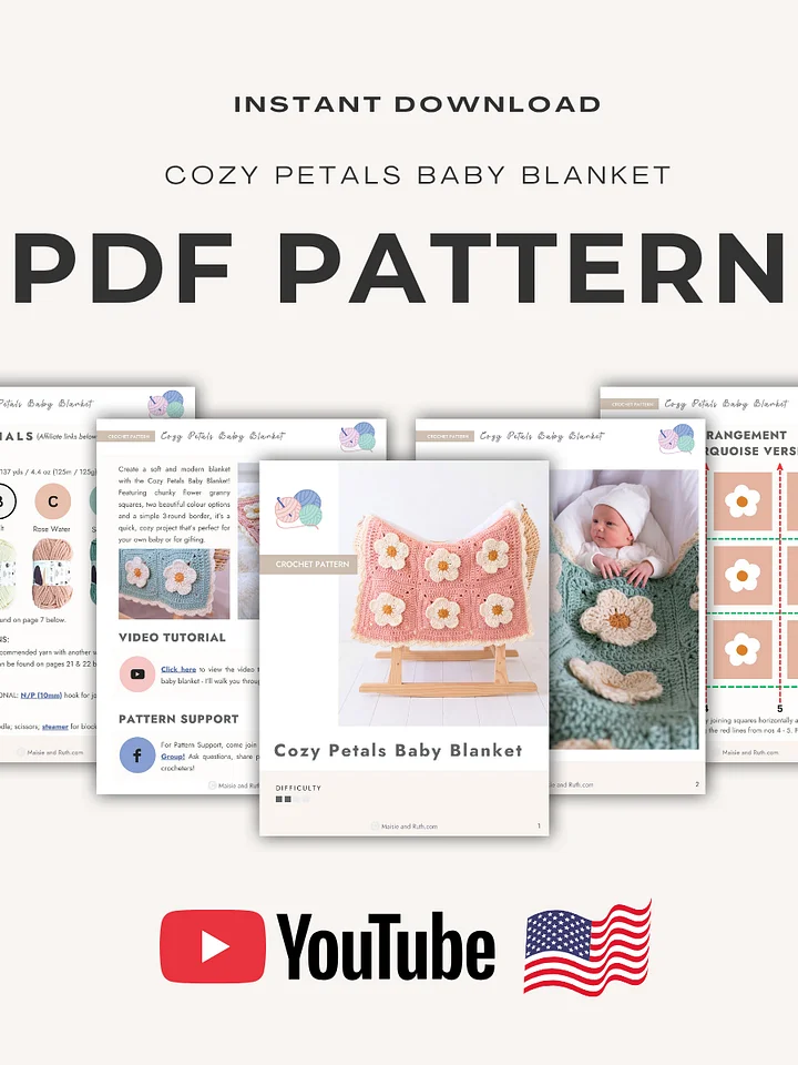 Cozy Petals Baby Blanket Crochet Pattern product image (2)