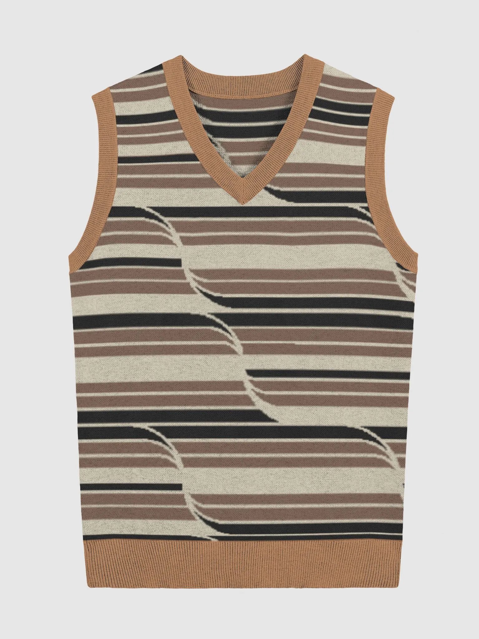 Brown Retro Stripes Knitted Vest product image (1)