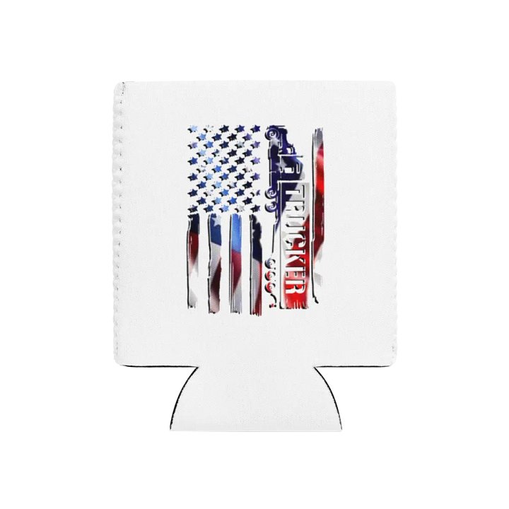 Patriotic Trucker Coozie Can Cooler product image (1)