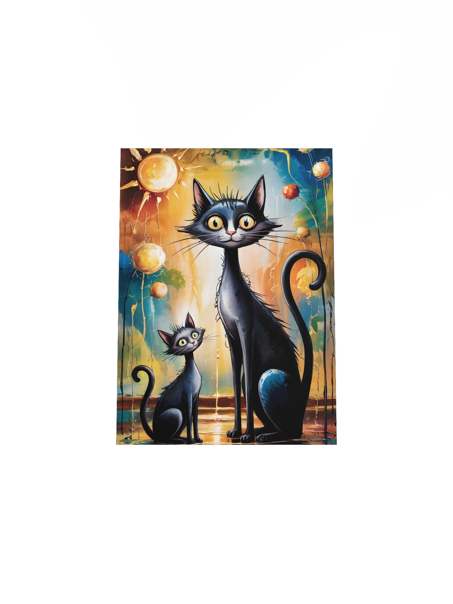 Whimsical Black Cats Poster – Painterly Sunlit Wall Art Poster product image (5)