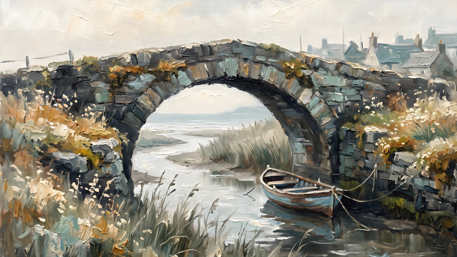Rare Watercolor Coastal Wall Art Bundle of 3 – Path Along Coastal Cliffs, Seabirds on Rocky Coast & Stone Bridge Over Tidal Creek, Fine Detail Nautical Print product image (4)