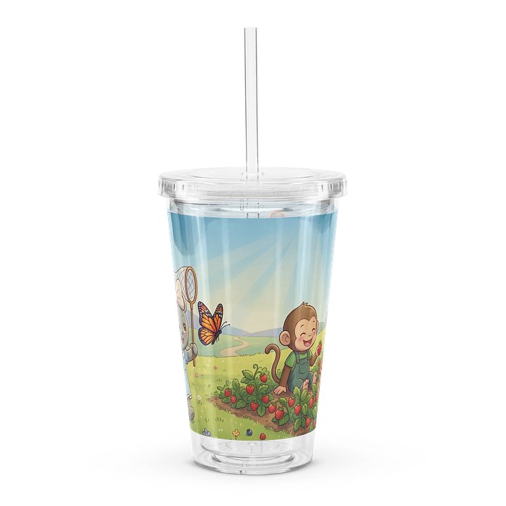 Čaša sa slamkom: Lutkica Lina i uživanje u prirodi 🍓🦋🧋 product image (2)