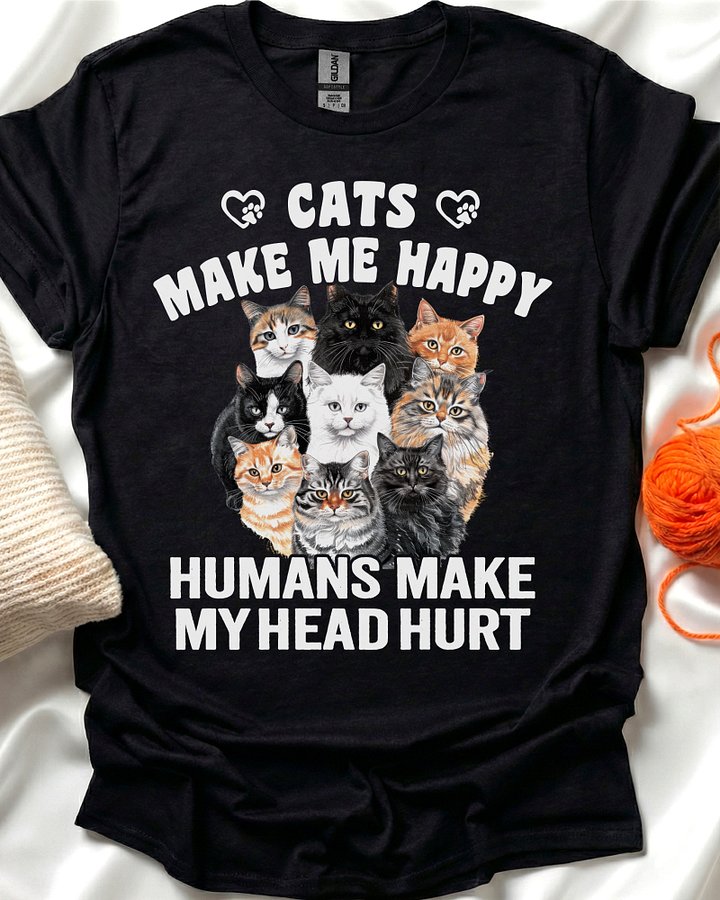 Cats Make Me Happy T-Shirt product image (1)