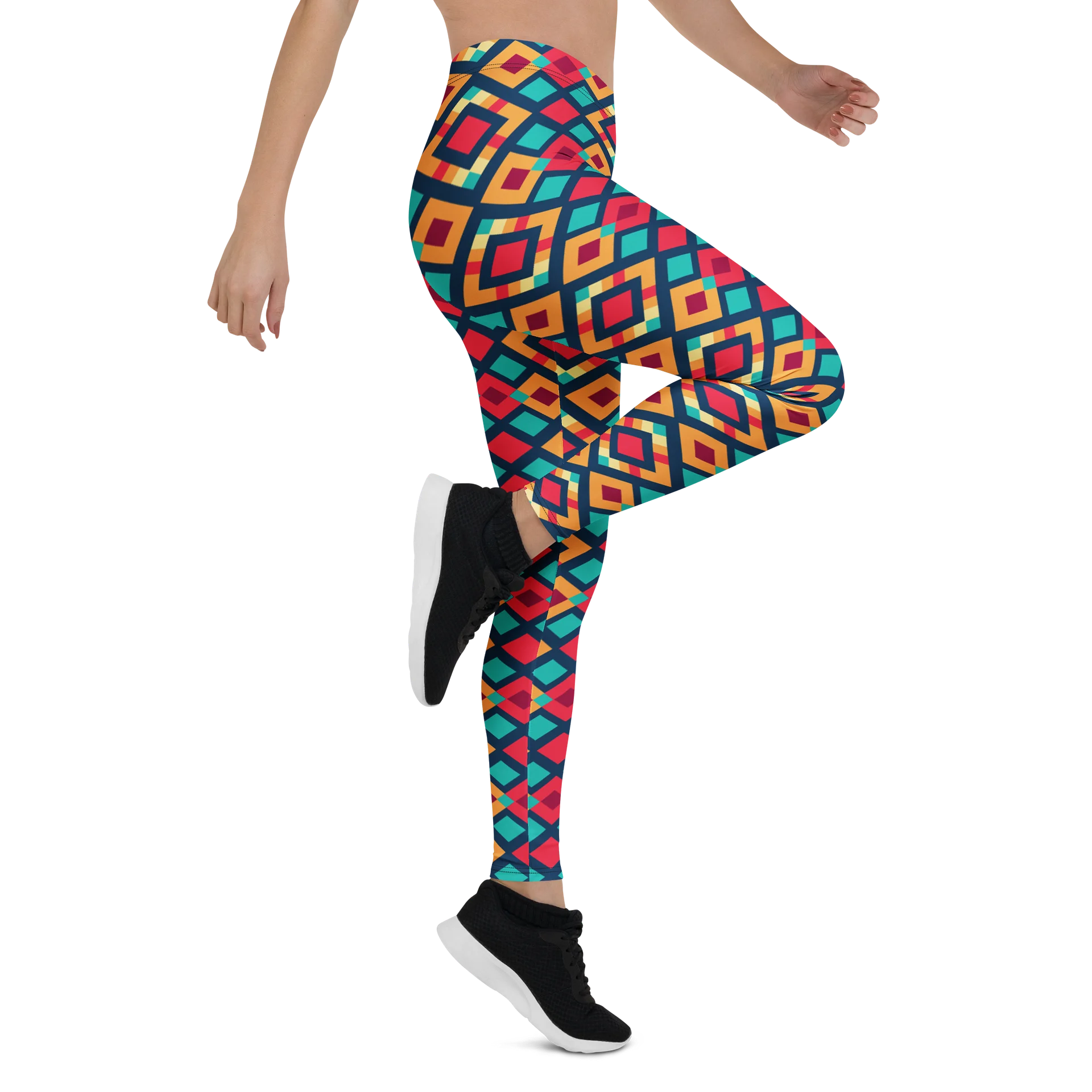 Comfortable Leggings with Colorful Geometric Triangles product image (6)