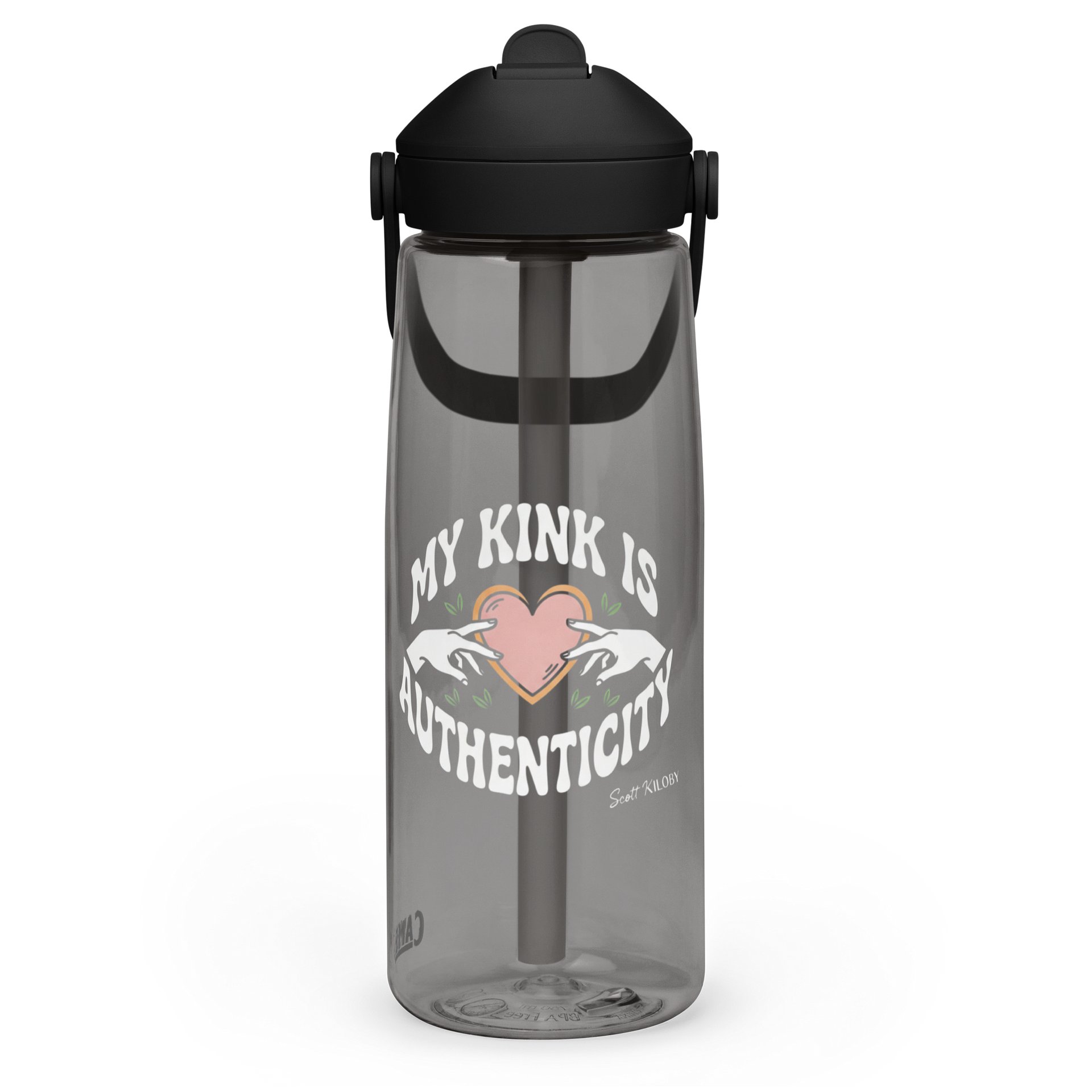 “My Kink Is Authenticity” Charcoal Flip Straw Water Bottle product image (3)
