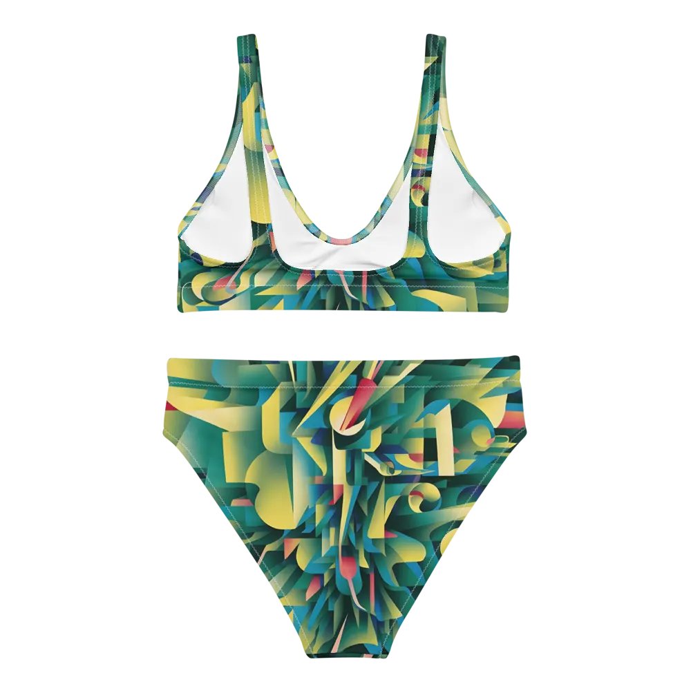 Abstract Lithographic Pattern Design High Waisted Bikini - V8 product image (4)