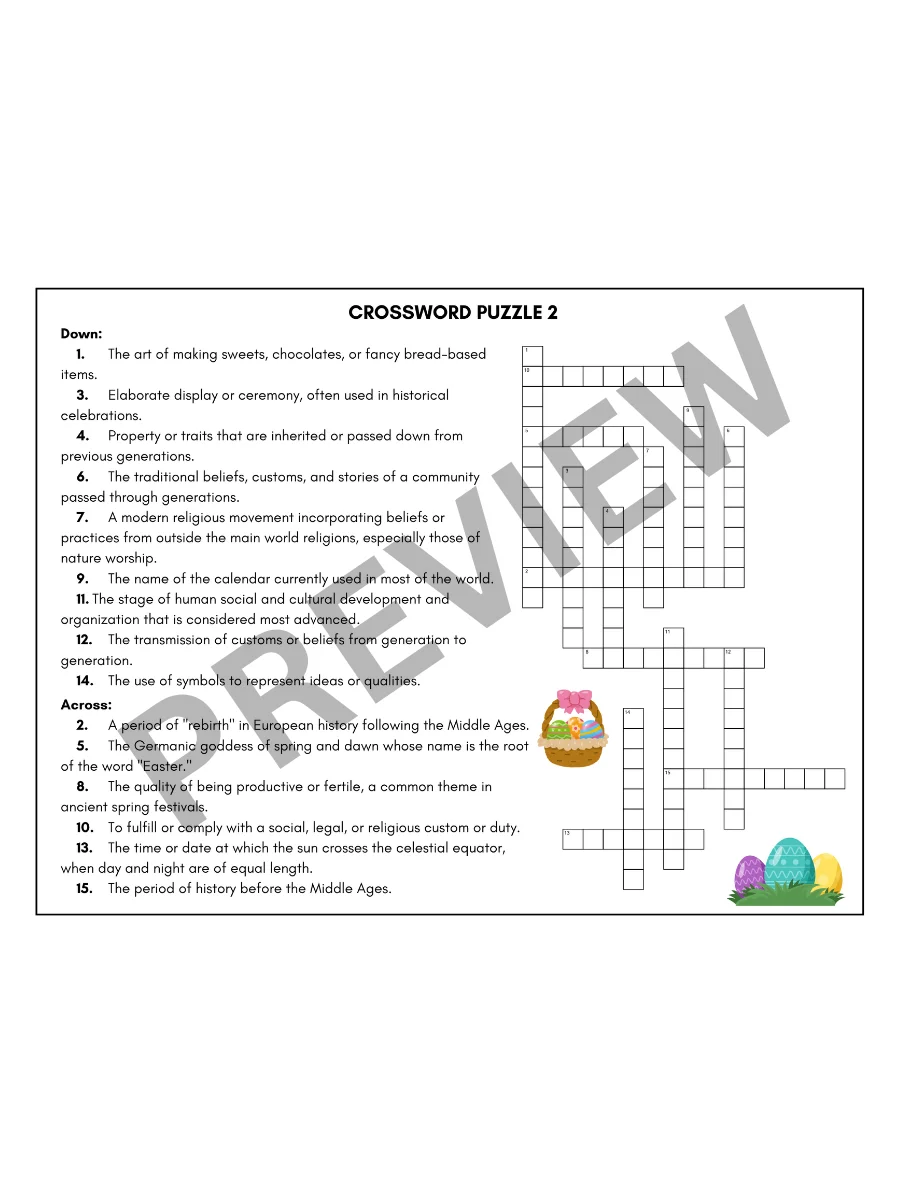 Easter Puzzle Activities Wordsearch Crossword Middle High School 6th 7th 8th 9th 10th Grade product image (2)