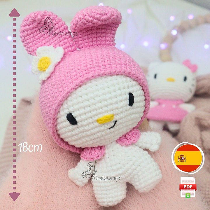 Patrón Amigurumi: Coneja Dulce de Capucha Rosa (Descarga Digital) product image (1)