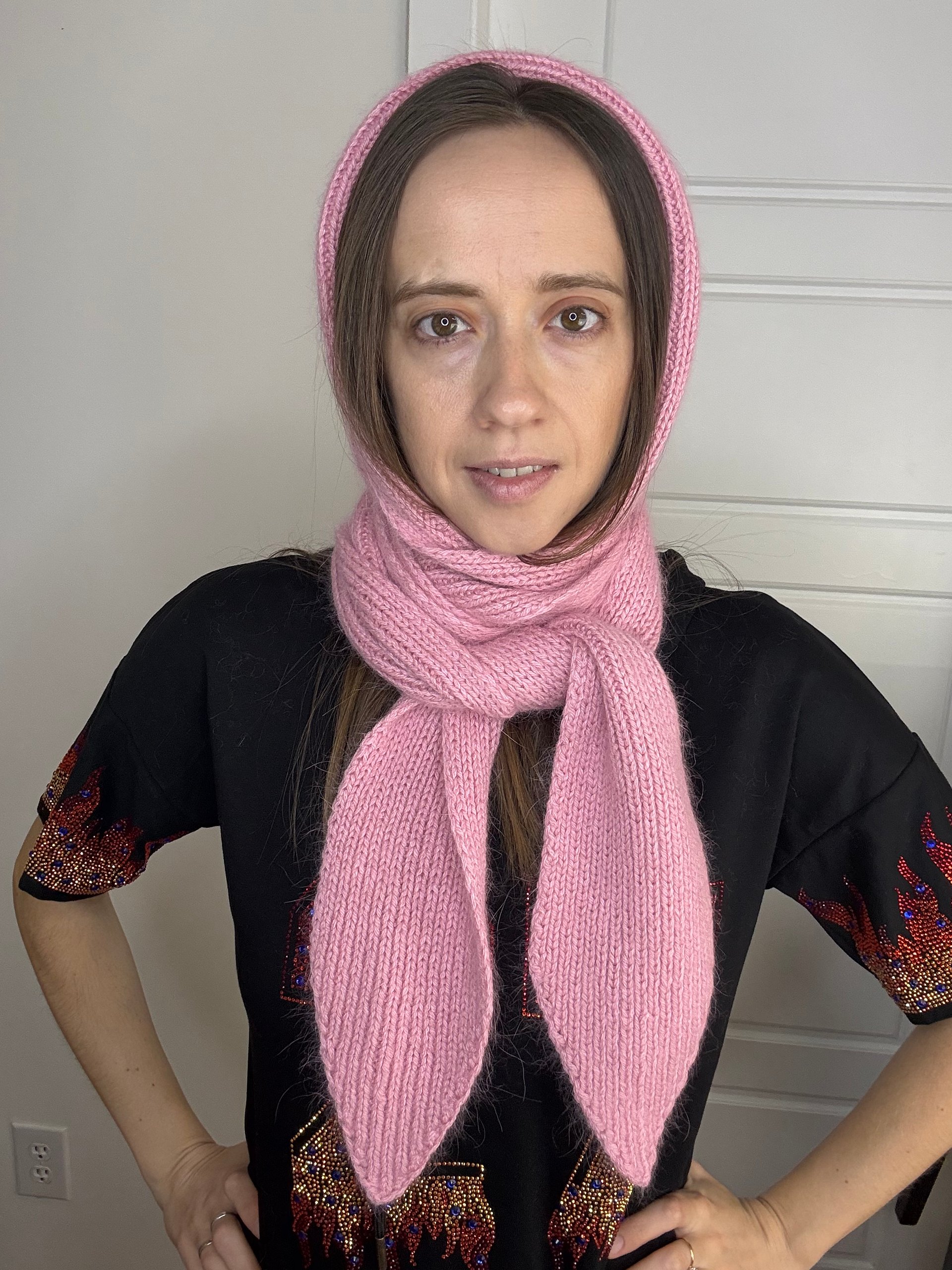 Knit Hat-Hood with Ties Pattern product image (5)