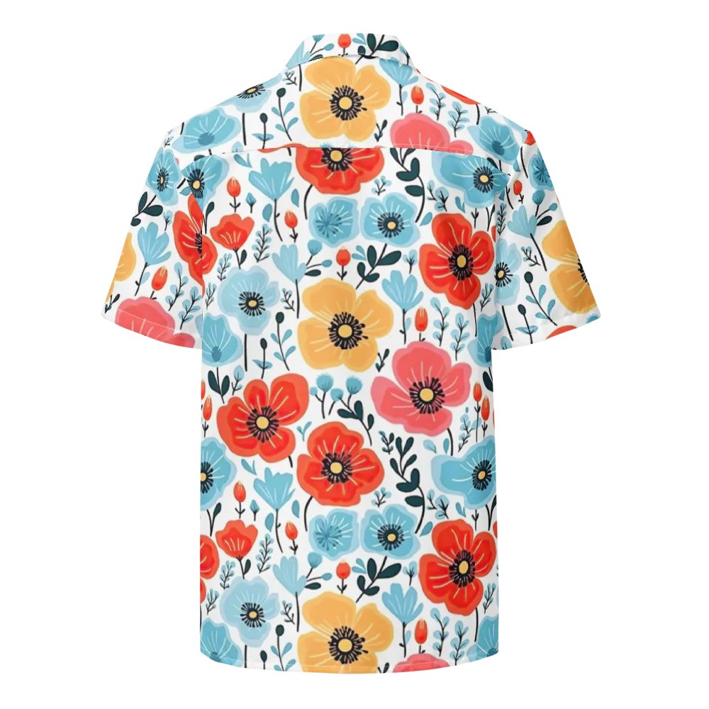 Retro Poppies Blue Red Hawaiian Shirt product image (8)