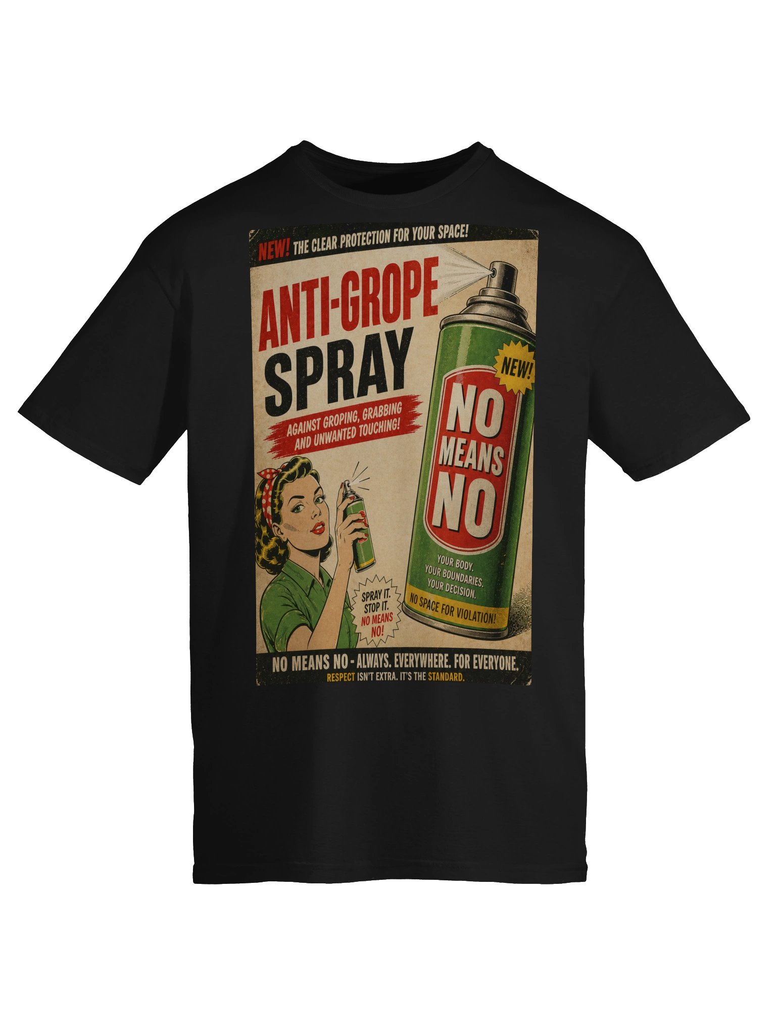 Anti-Grope Spray T-Shirt – No Means No Statement Shirt product image (6)