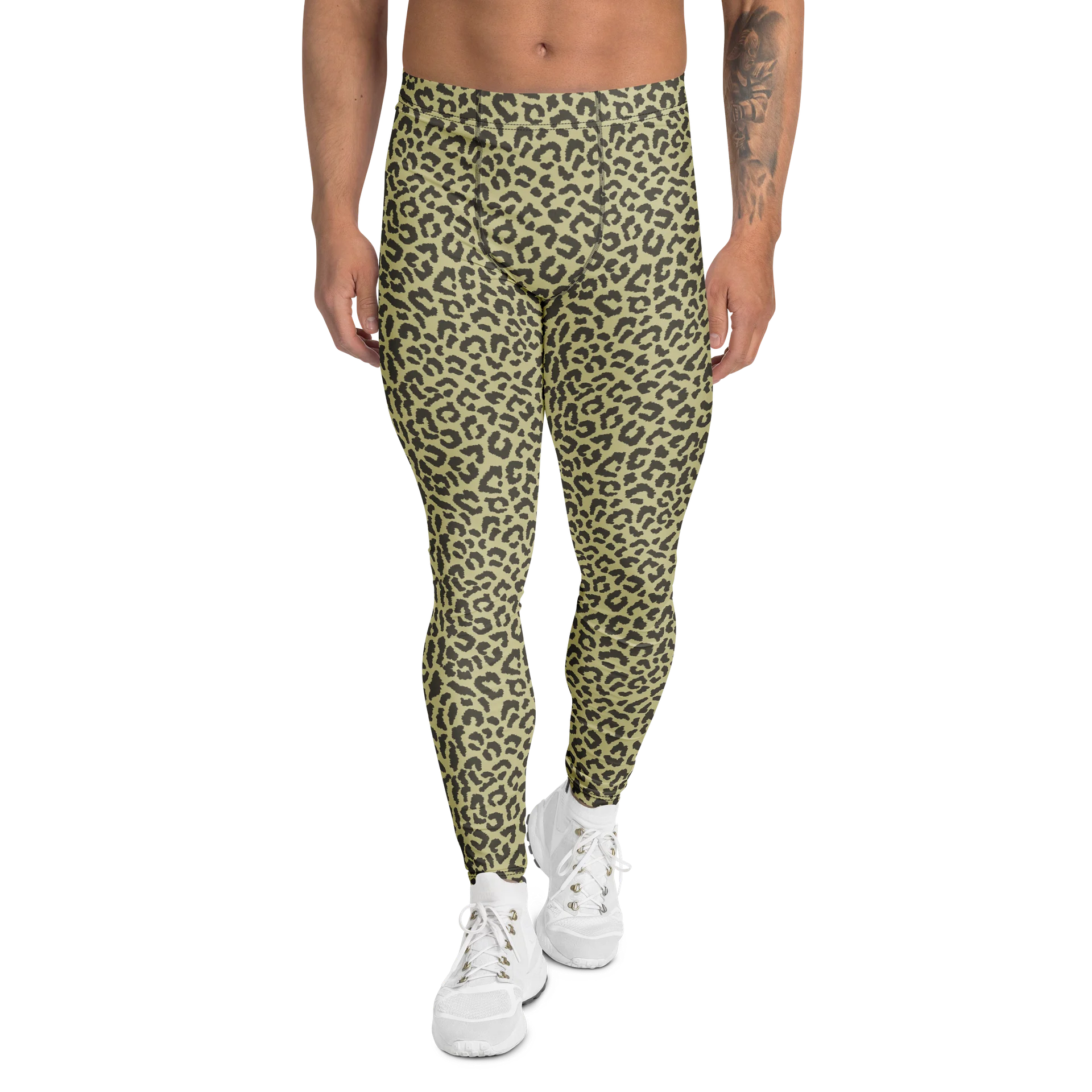 Comfortable Green Leopard Print Men’s Leggings product image (1)