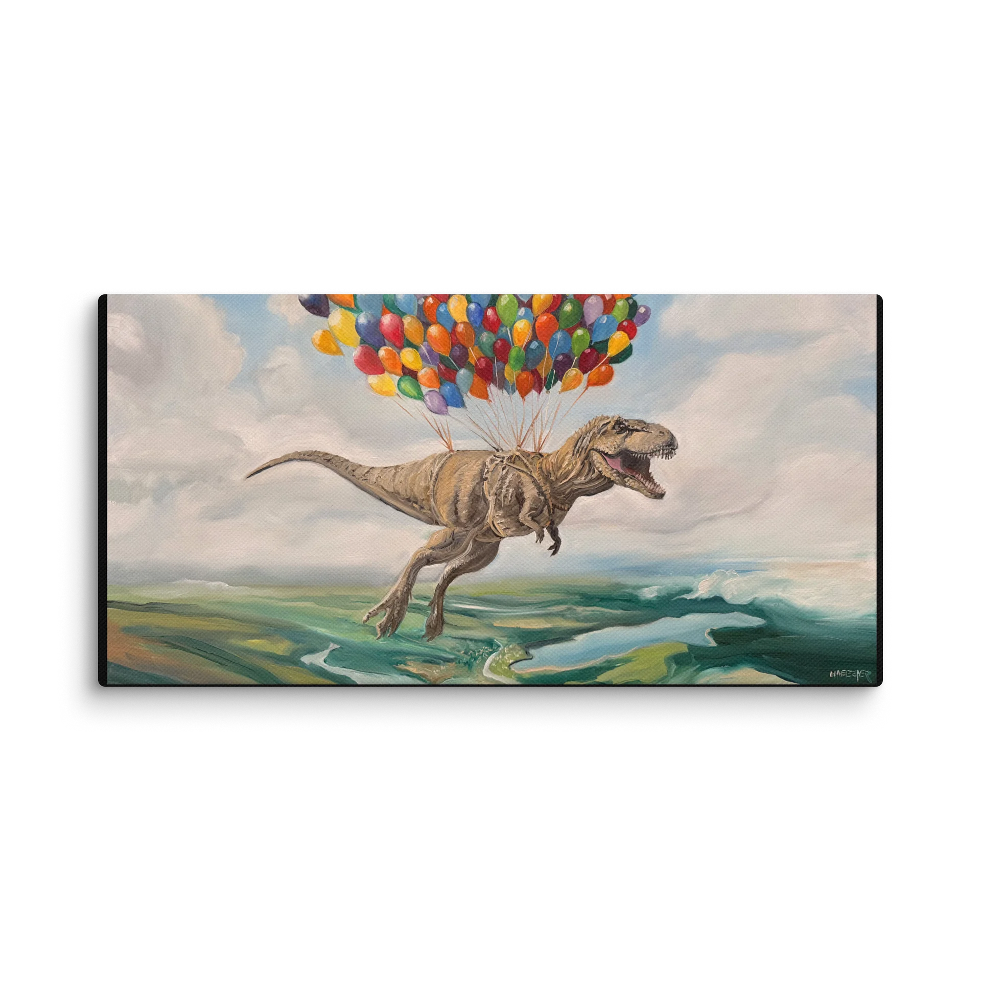 T-Rex with balloons -Giclee Canvas product image (1)