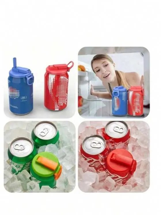 Reusable Silicone Soda Can Lid With Straw — Sealed Soda Cans Cover For Canned Beverage Beer Juice — Blue product image (3)