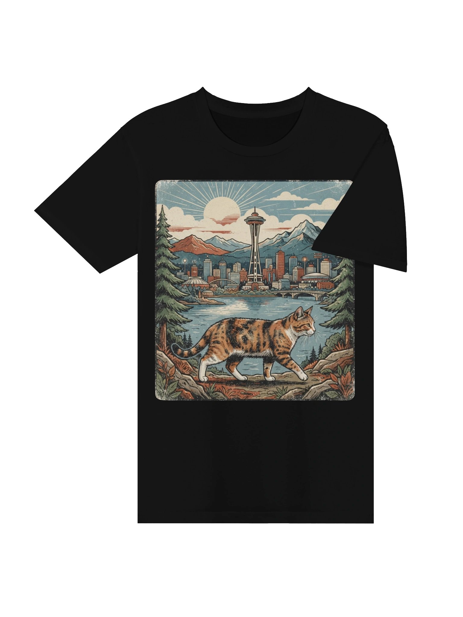 Vintage Seattle Cat Graphic T-Shirt product image (5)