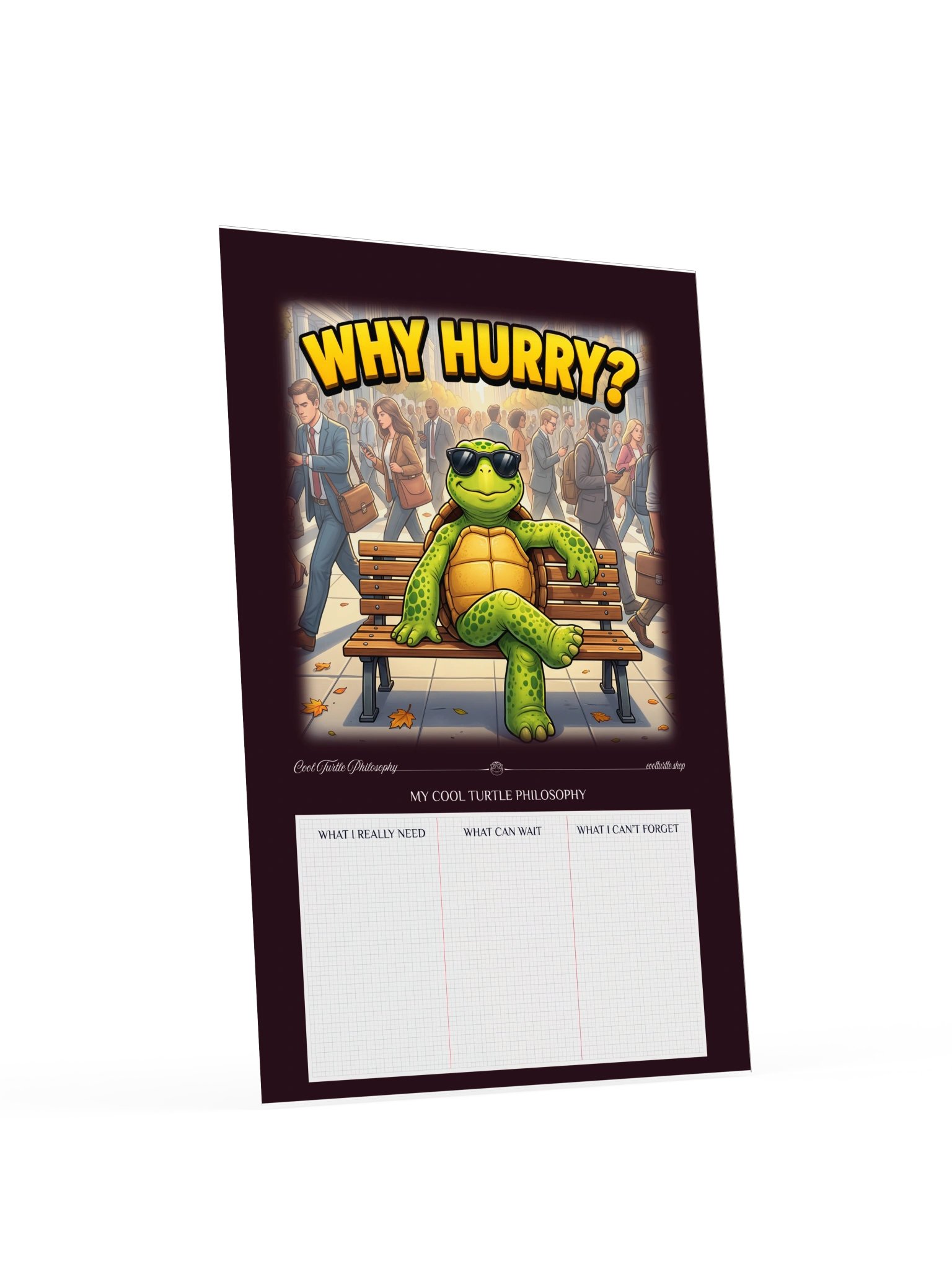 WHY HURRY? — Cool Turtle Matte Art Poster - Dark Burgundy product image (4)