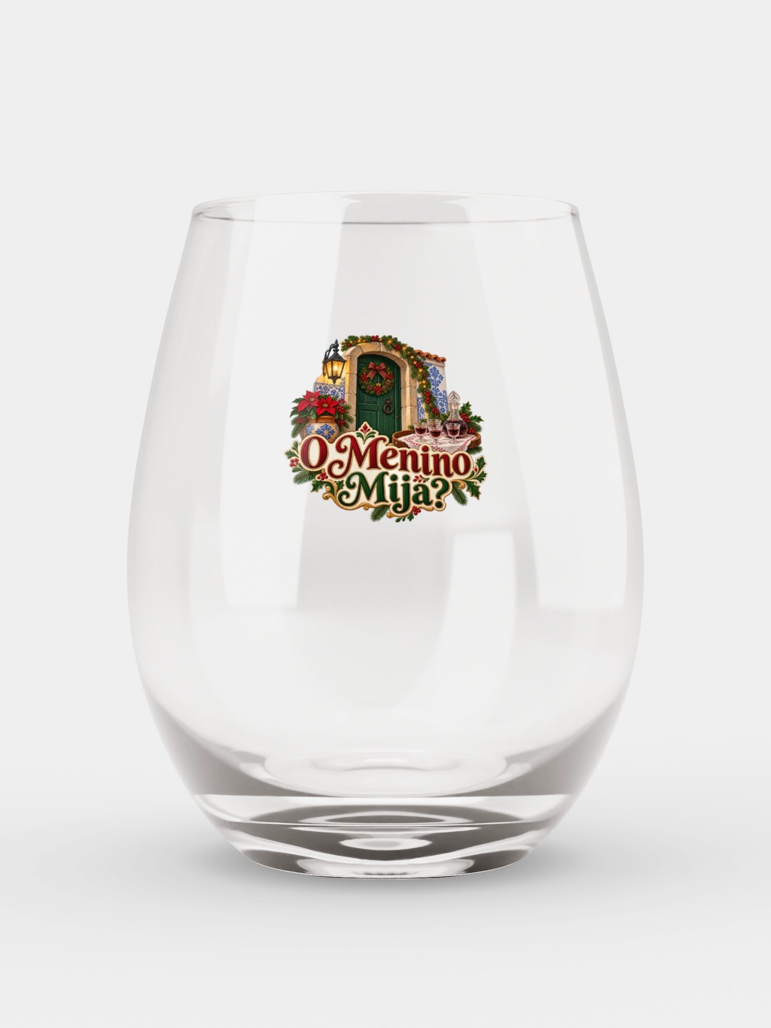 O Menino Mija? – Portuguese Christmas Tradition Stemless Wine Glass product image (1)