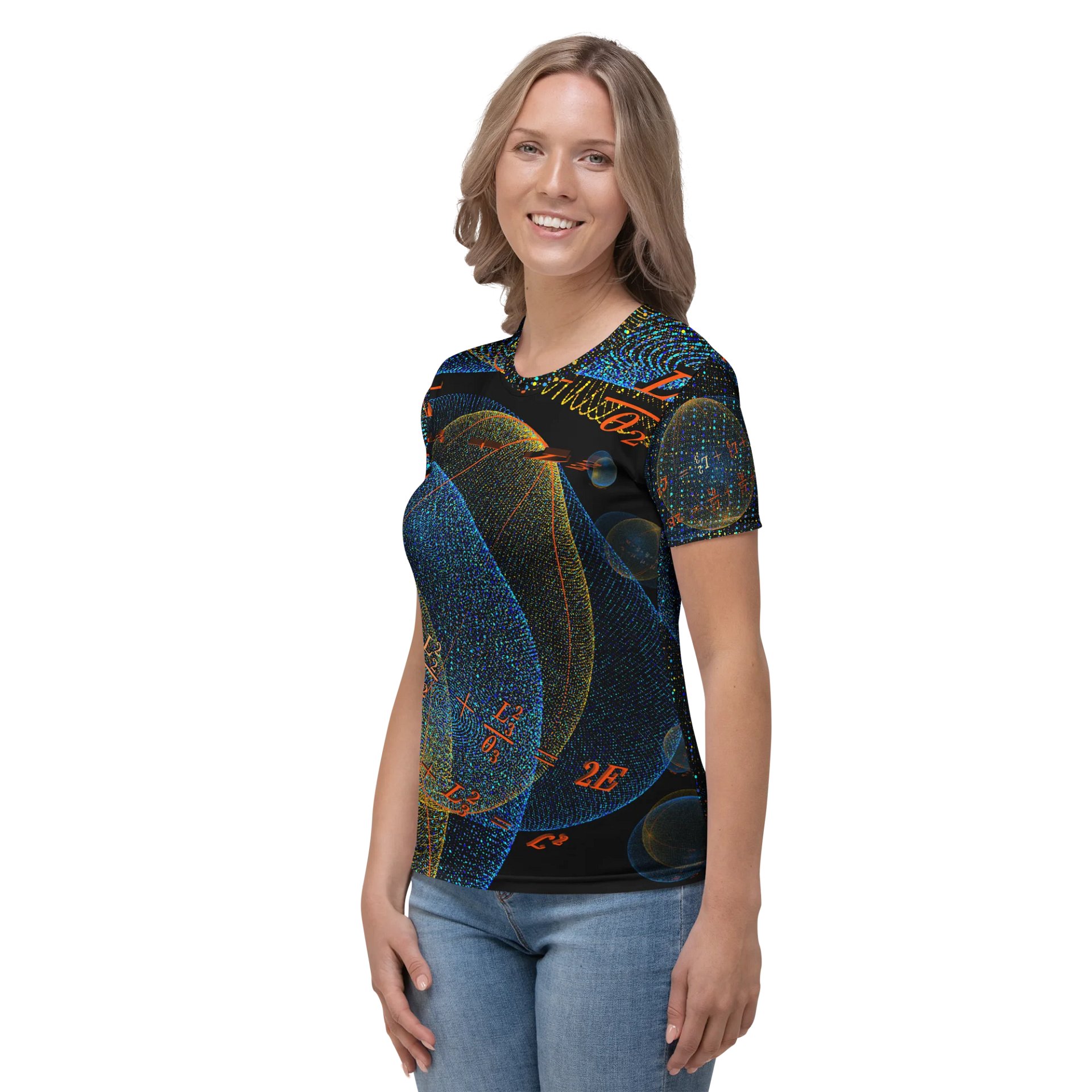 Poinsot's Pixel Spaceship 1 - Physics of the Gyroscope Women's Crew Neck T-Shirt product image (5)
