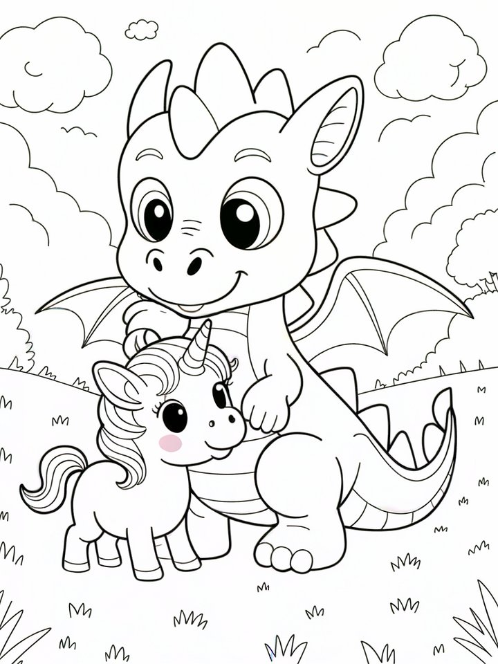 Cute Dragon Coloring Pages | 20+ Fantasy Designs | Black & White + Colored Reference Pack product image (2)
