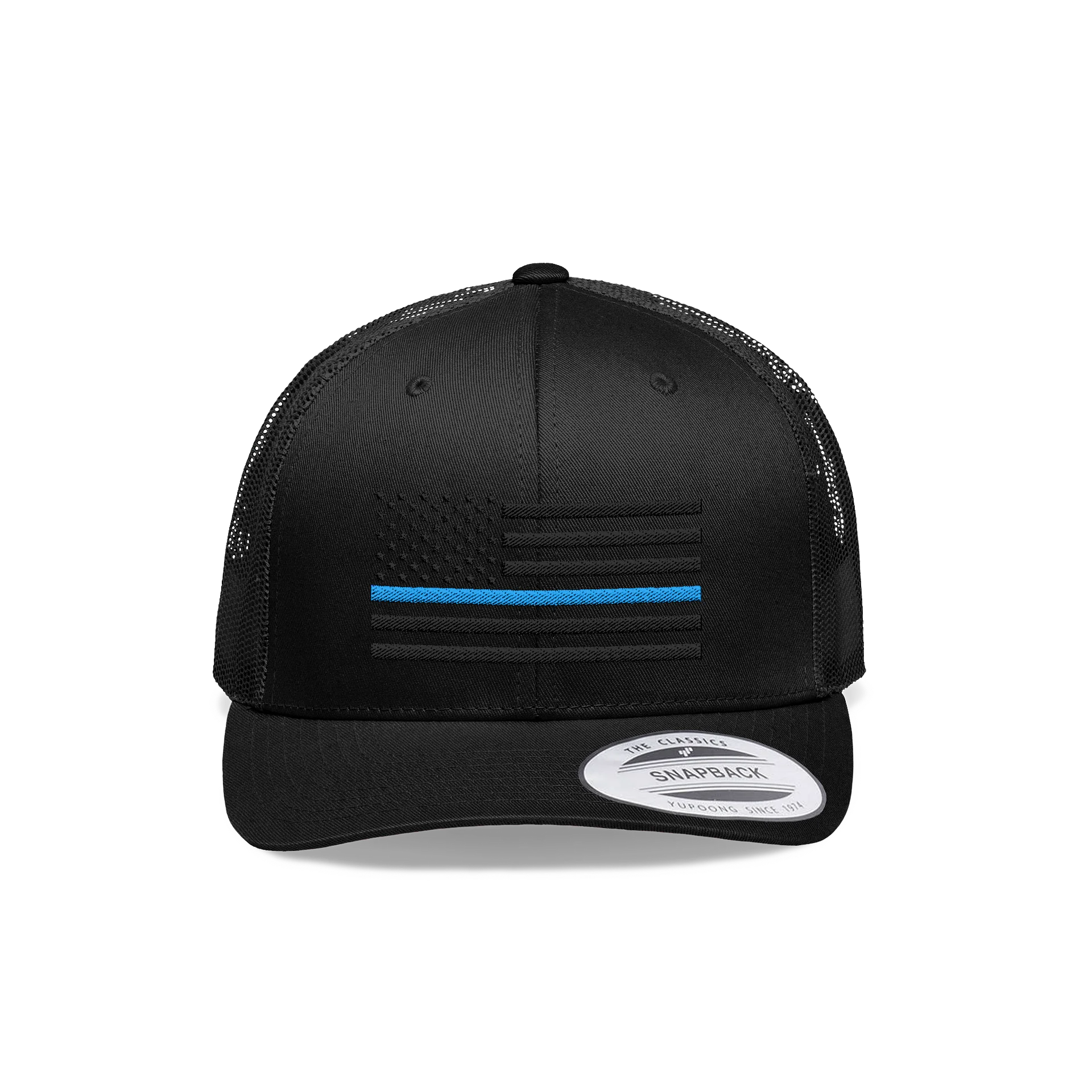 Thin Blue Line Blackout American Flag Hat product image (1)