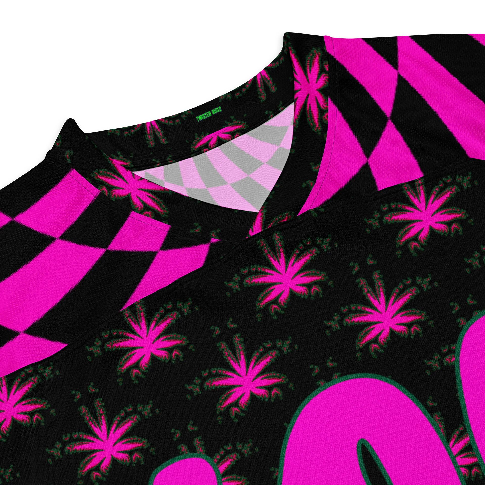 Twisted 420 Rave Hockey Jersey, Trippy Techno EDM Top, Psychedelic Spiral Cannabis Clothing, Weird Weed Festival Wear, Pot Leaf Stoner Shirt product image (6)
