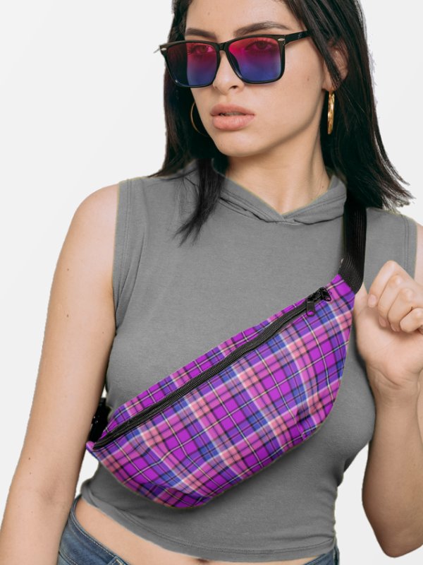 Bright Purple, Pink, and Blue Plaid Fanny Pack product image (1)