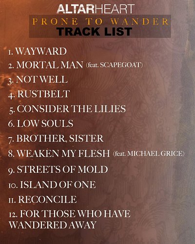 Prone to Wander: 12 songs ready to drop at midnight! 
Here’s the track list 🤙🏽

#newmusic #newmusicfriday #metalcore #metal #...