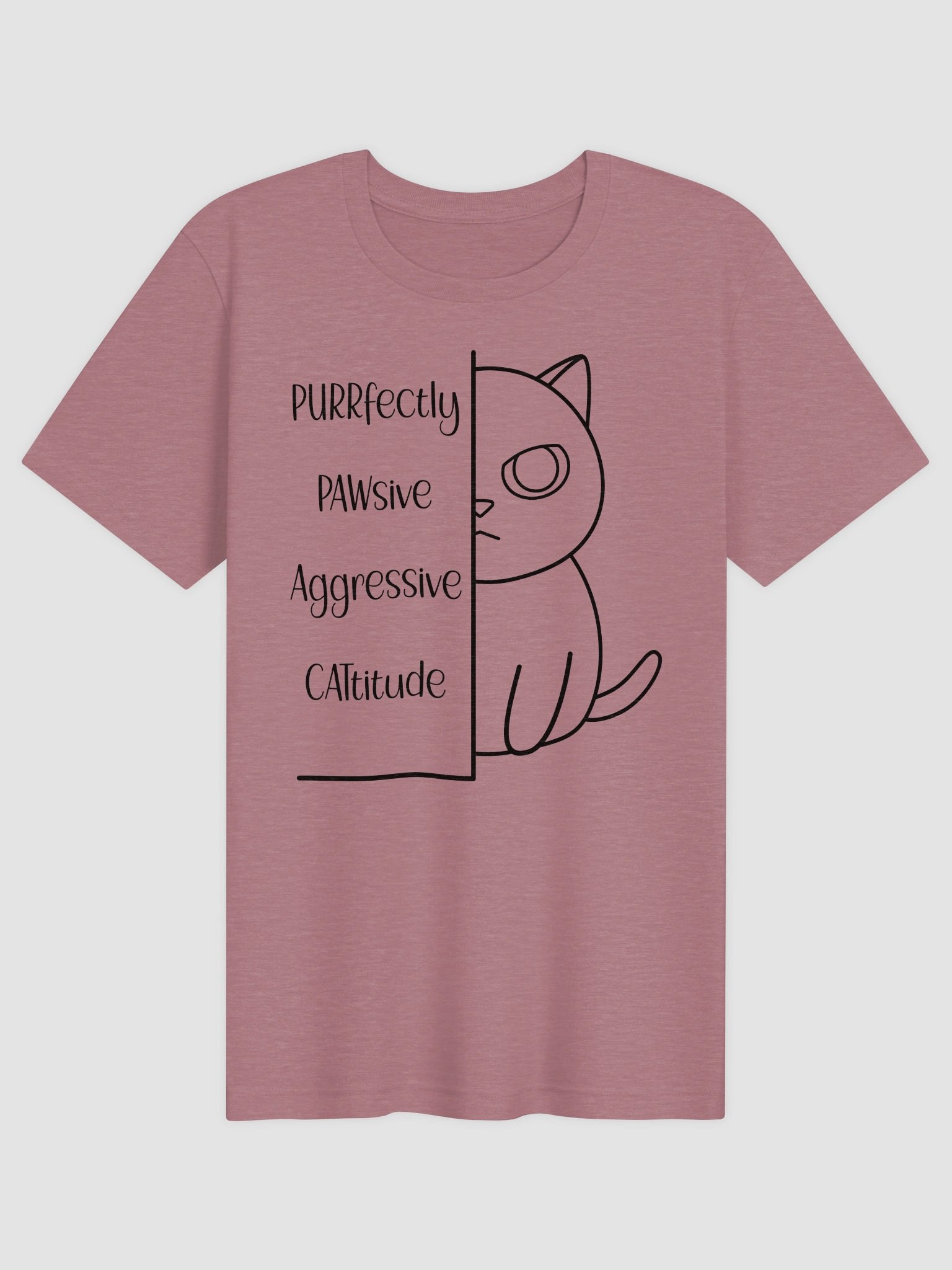 Passive Aggressive Cattitude (Black Print) - Unisex Adult Super Soft Lightweight T-shirt product image (1)
