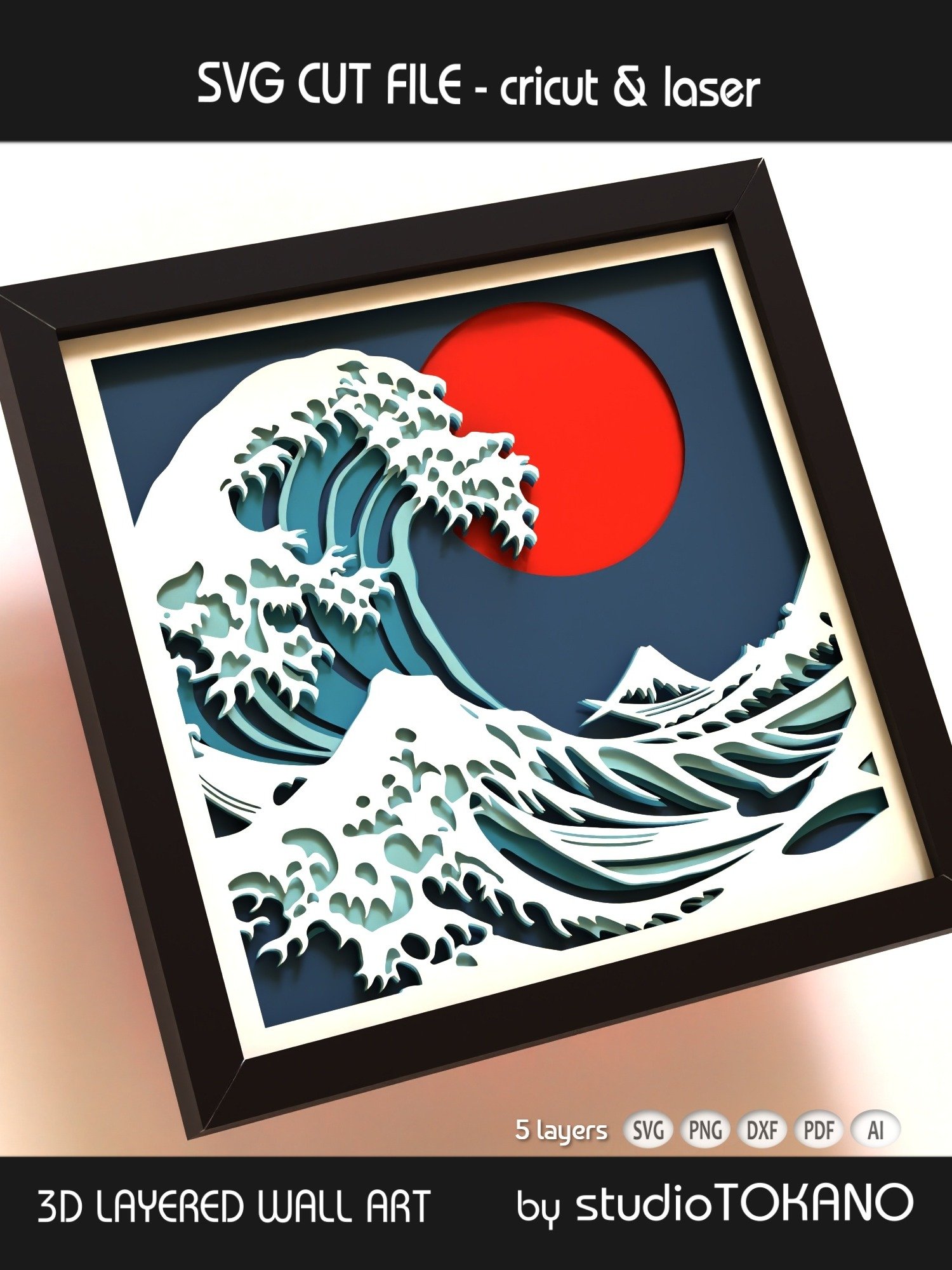 Great Wave Shadow box SVG product image (5)