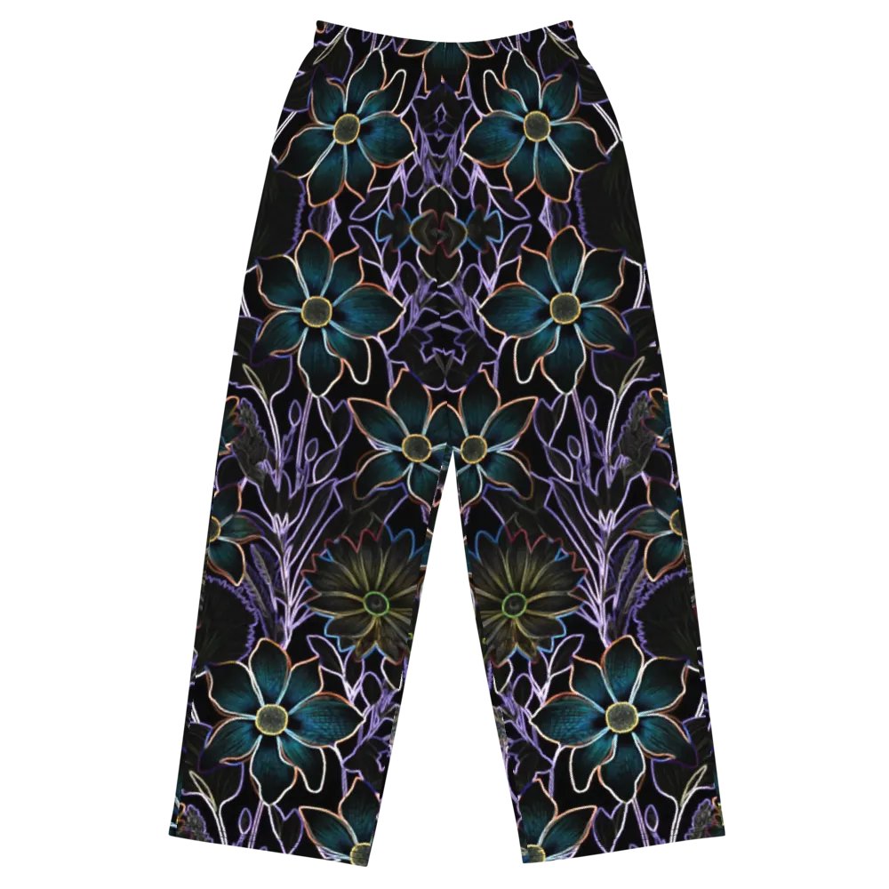 Trippy Dark Florals/All-Over Print Unisex Wide-Leg Pants by Sublicolor product image (4)