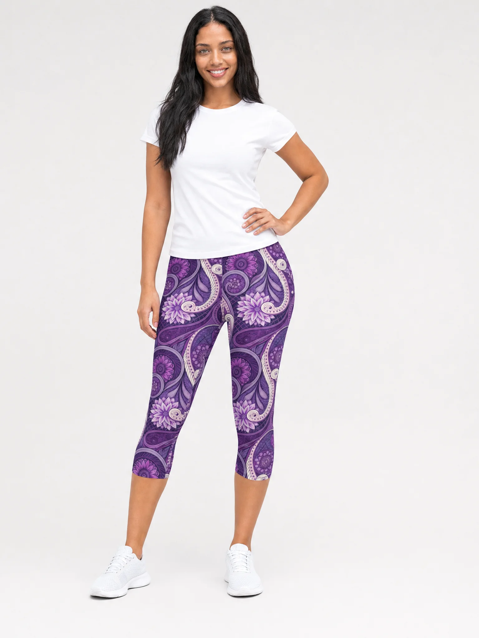 Purple Paisley Capri Leggings product image (1)