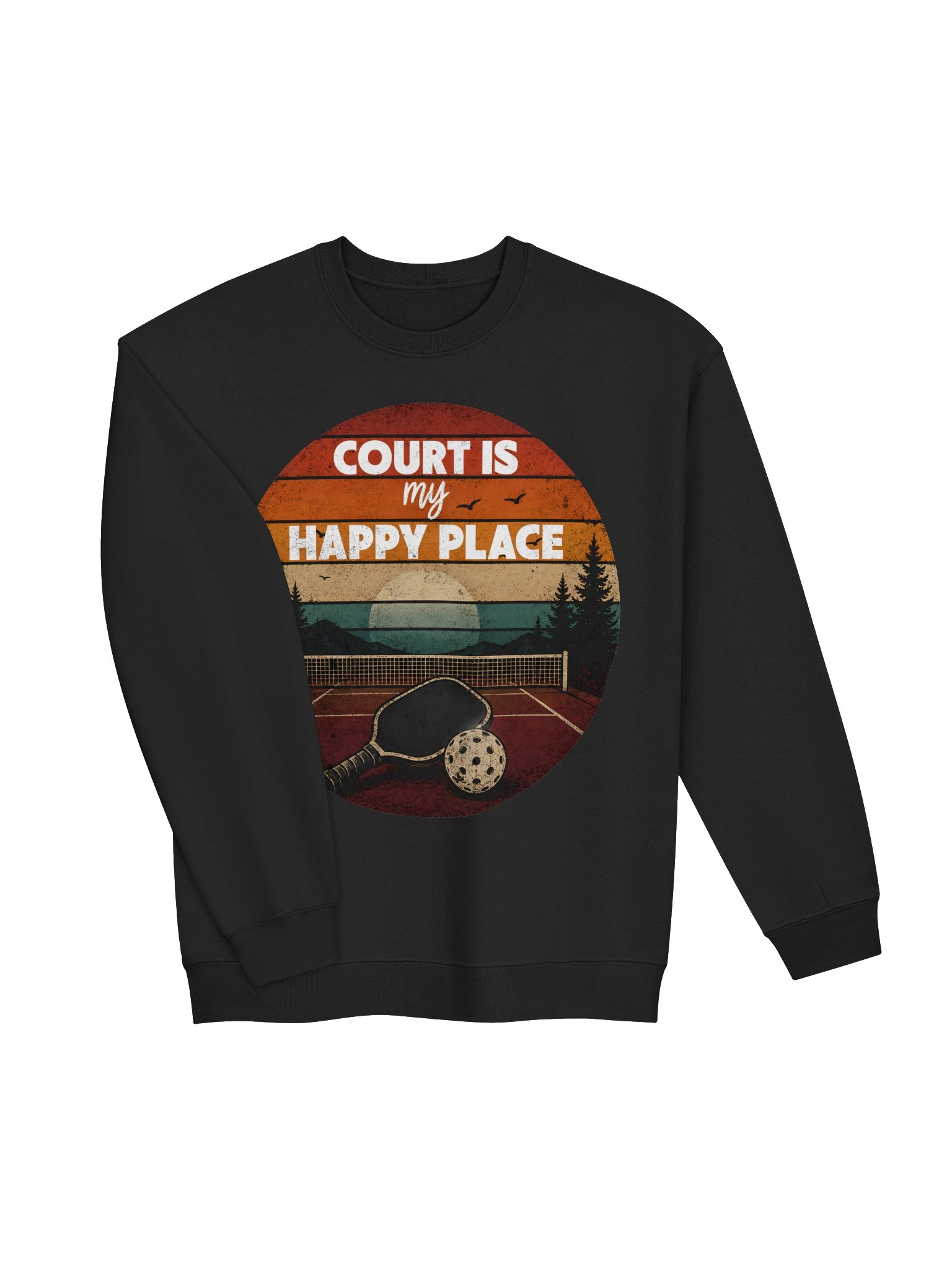 Court Is My Happy Place Pickleball Sweatshirt – Funny Pickleball Sweatshirt product image (24)