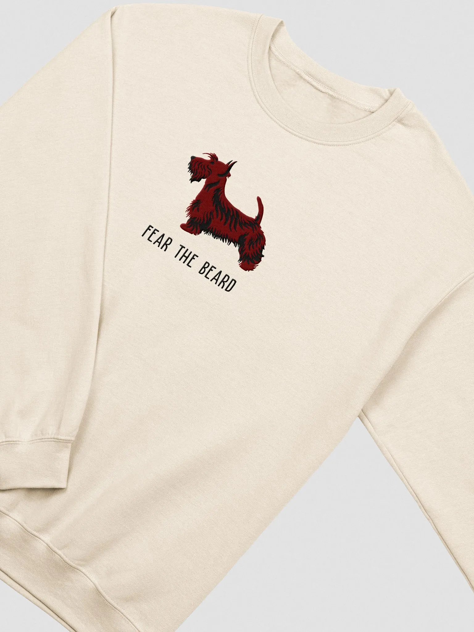 Fear the Beard Sweatshirt (Embroidered) of a Scottish Terrier(Brown) product image (6)